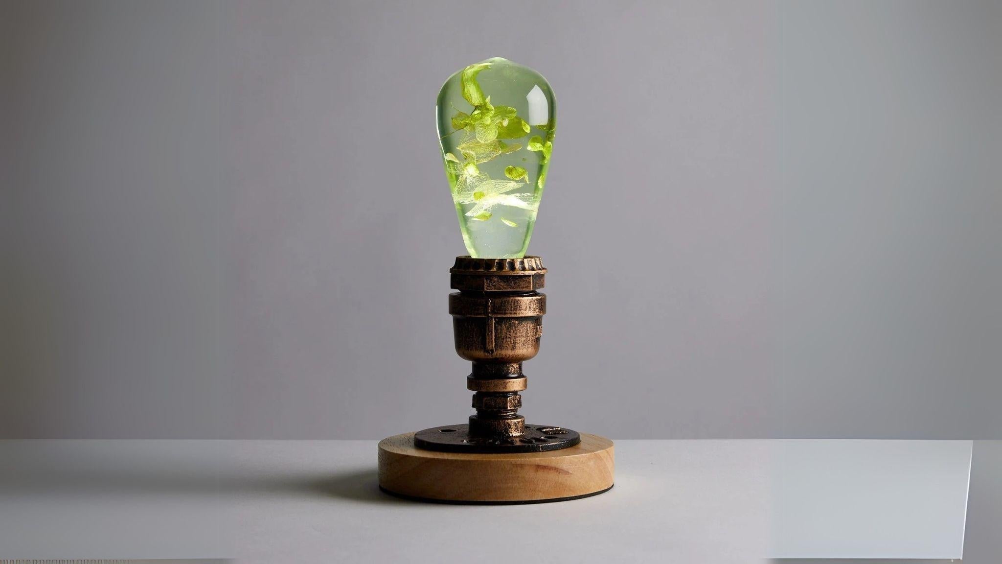 EP Light - White Hydrangea bulb with handcrafted eco-resin design, energy-saving and unique interior lighting decor.
