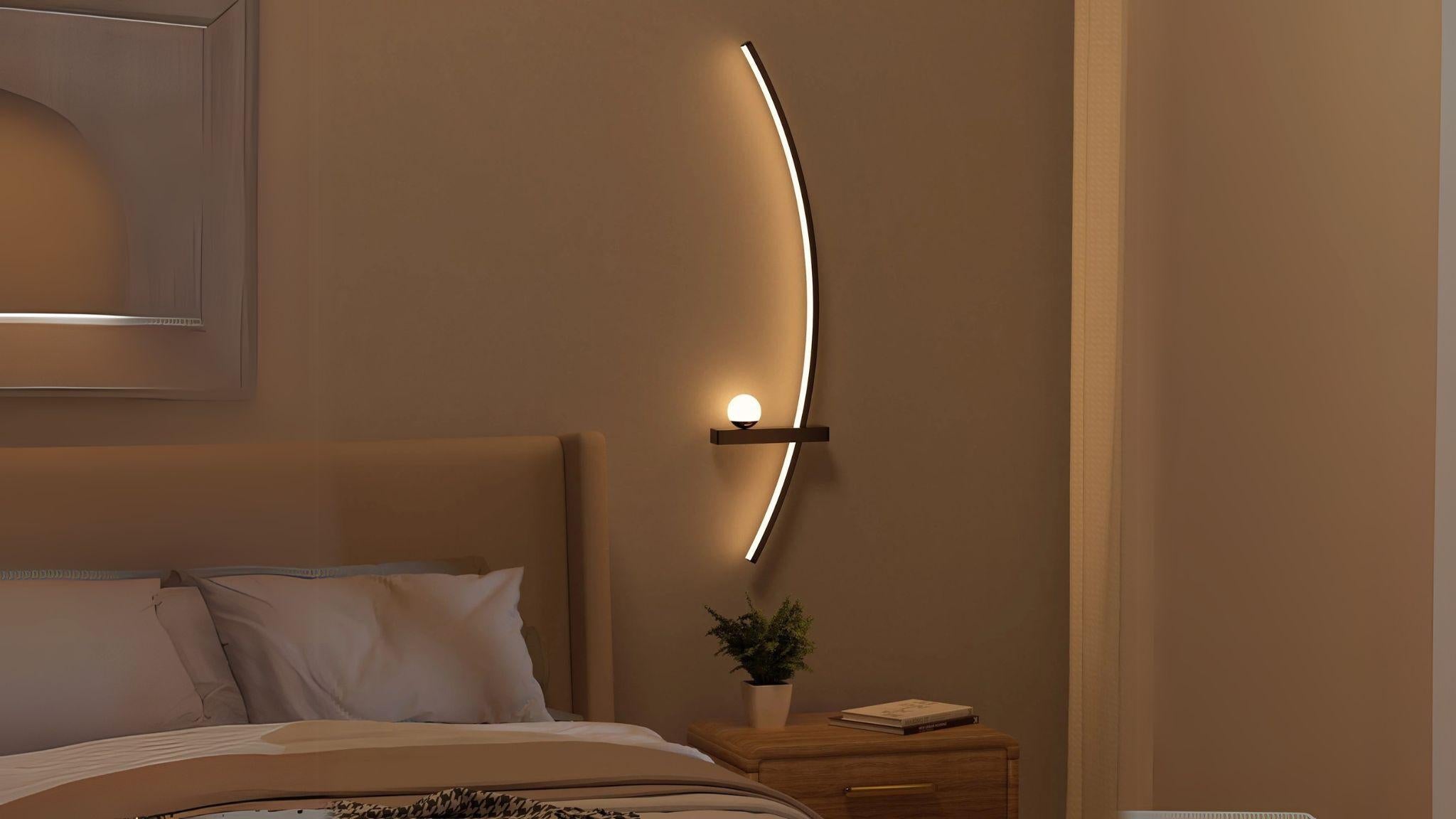 Modern Orb Arc Wall Lamp, 2 Pack featuring elegant arched LED lighting for warm, balanced ambiance in modern interiors.