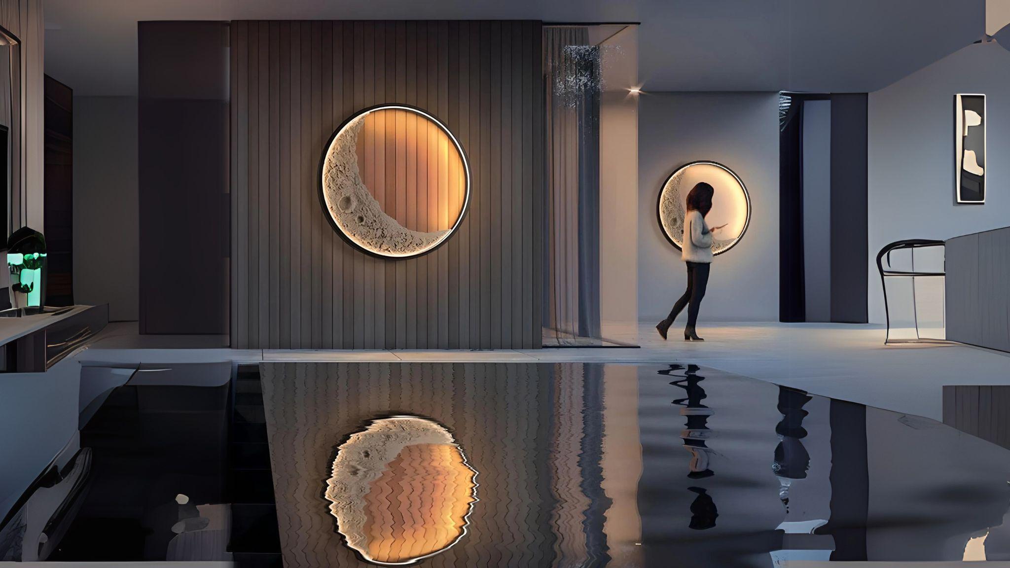 3D Moon Indoor & Outdoor Wall Lamp casting warm lunar glow with detailed 3D moon design, perfect for stylish indoor and outdoor décor.