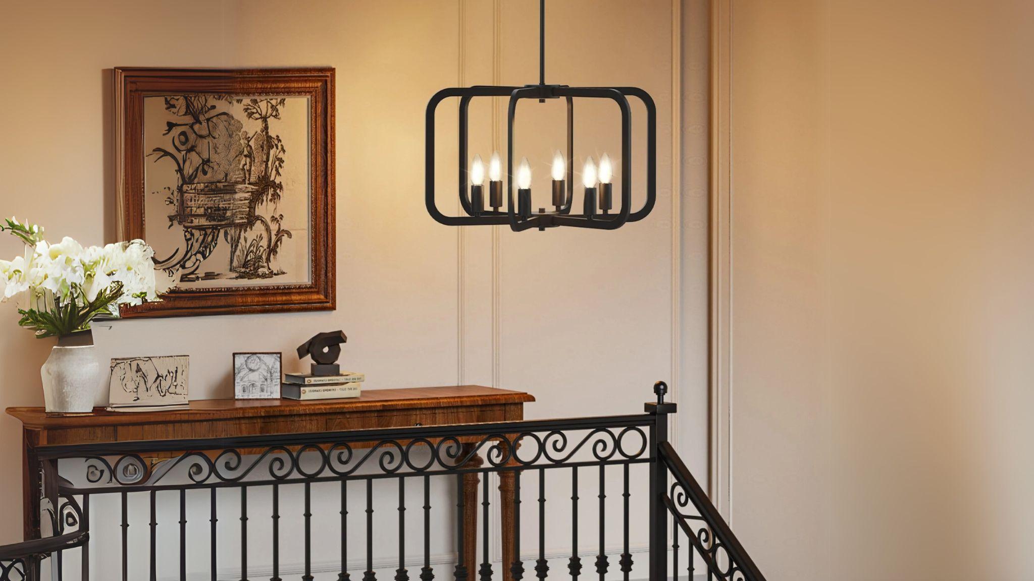 Electronic Candle Chandelier Light Fixture with adjustable height and classic modern design for stylish home lighting.