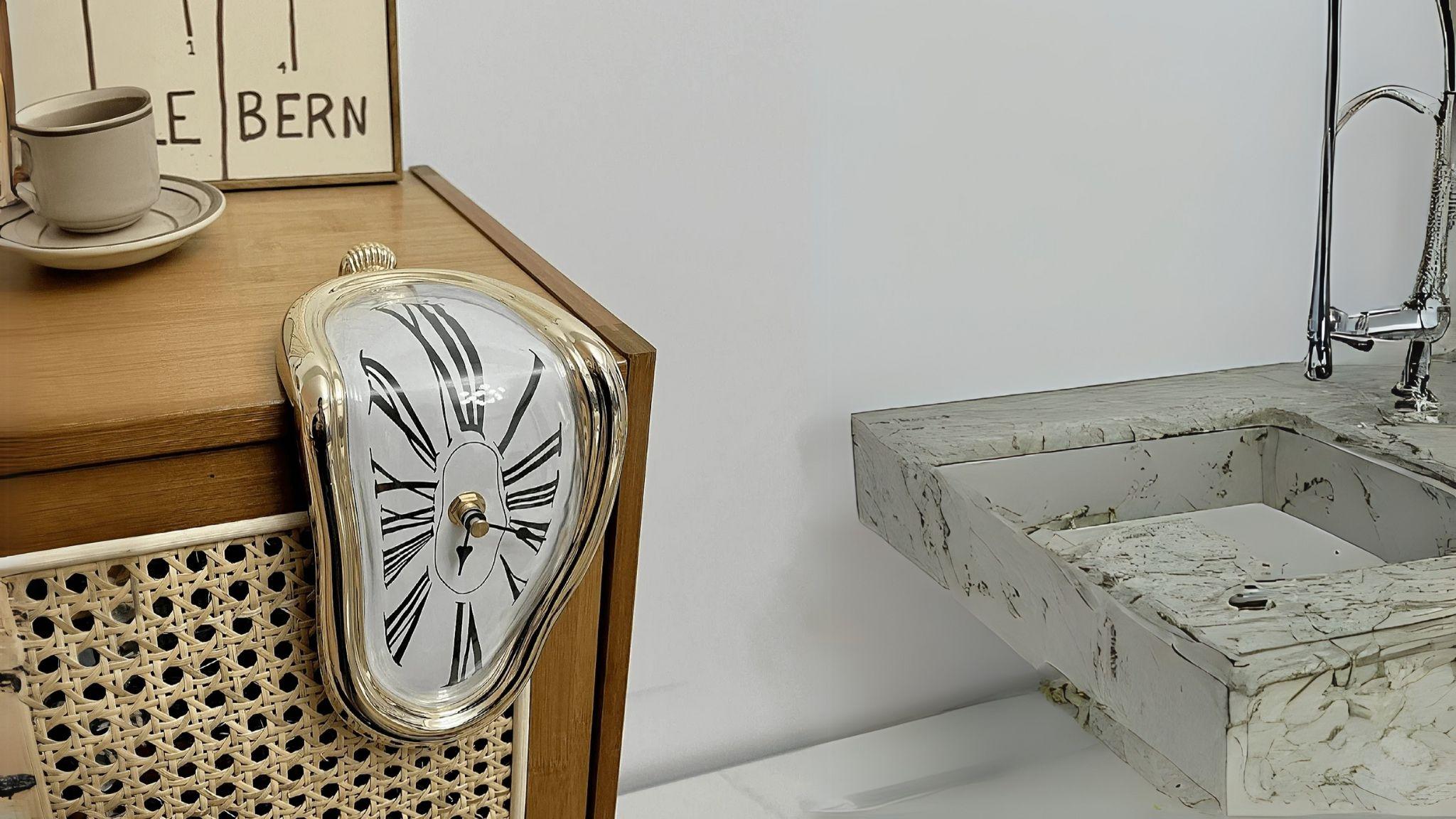 DALI Melting Clocks (2-Pack) feature surreal, melting design inspired by art, perfect for unique shelf or desk decoration.