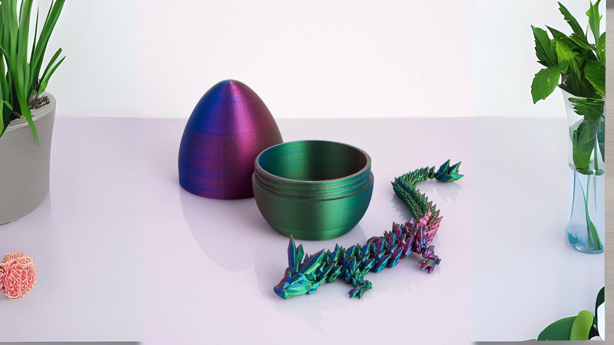 3D Dragon Eggs with Poseable Dragons – Set of 2 featuring detailed dragon with vibrant metallic egg for fantasy play.