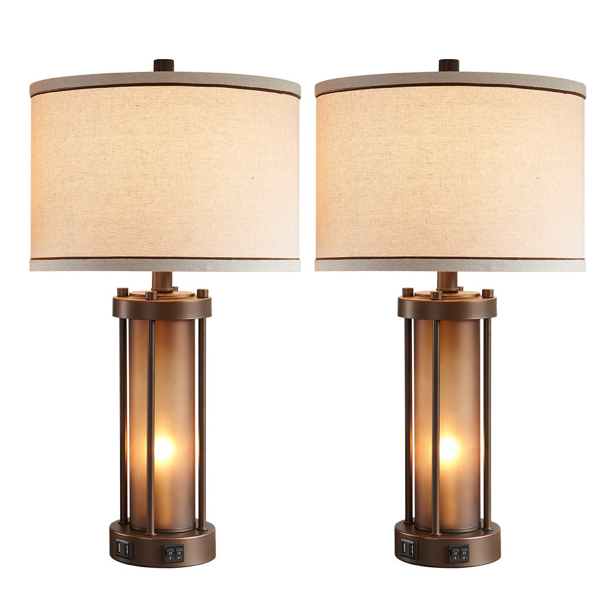 25" Lamp Set with Night Light & USB Ports - XENTAR
