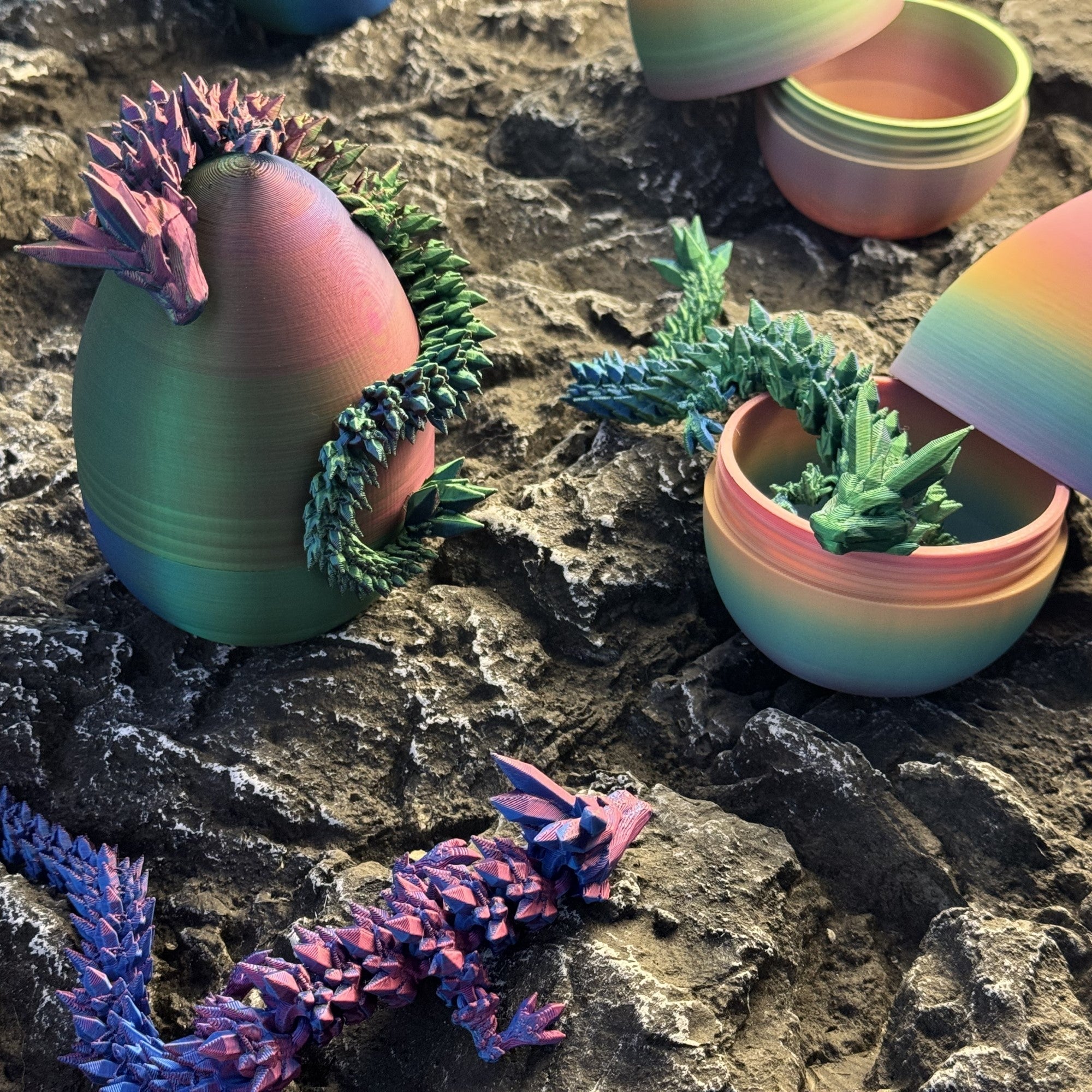3D Dragon Eggs with Poseable Dragons – Set of 2 - XENTAR