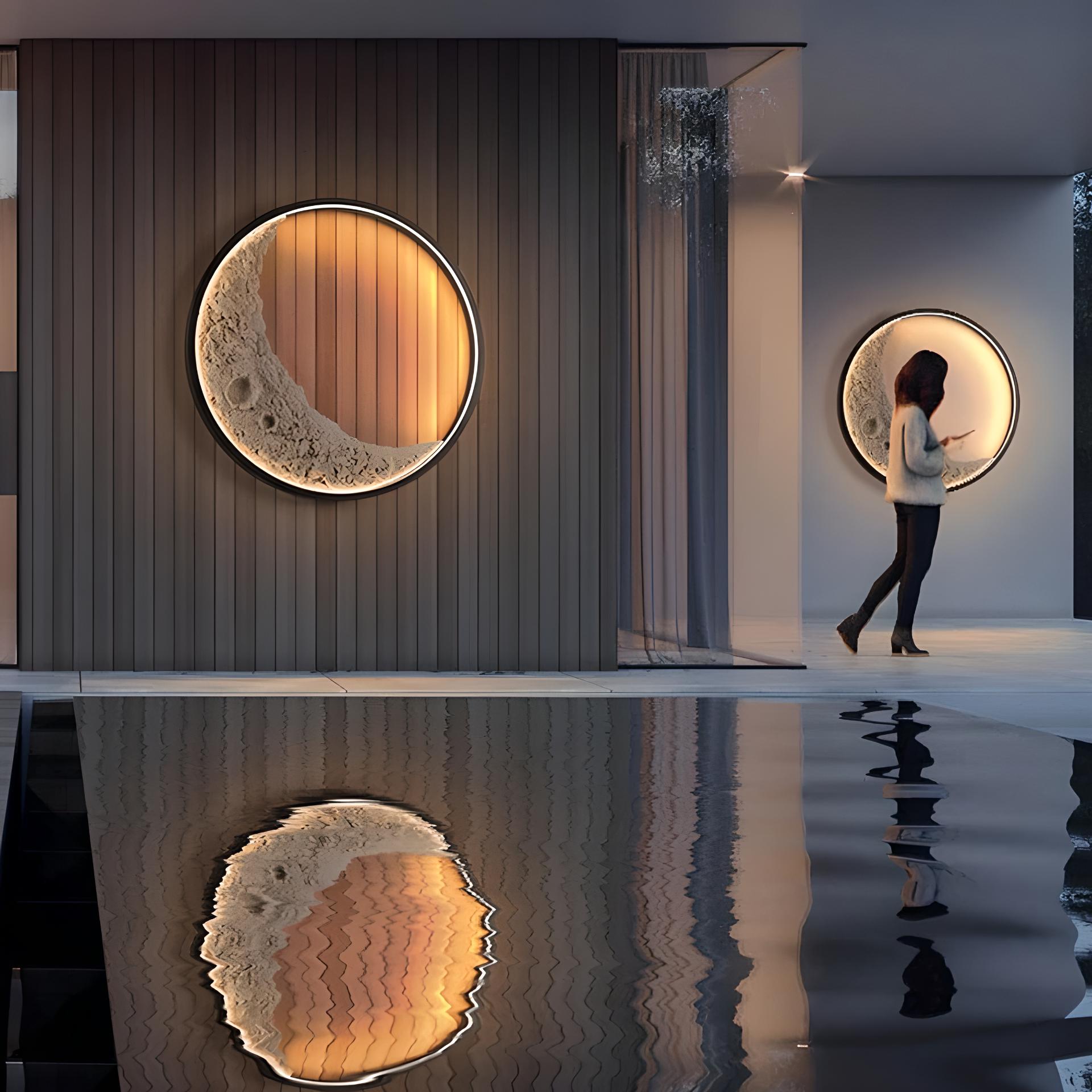 3D Moon Indoor & Outdoor Wall Lamp casting warm lunar glow with detailed 3D moon design, perfect for stylish indoor and outdoor décor.