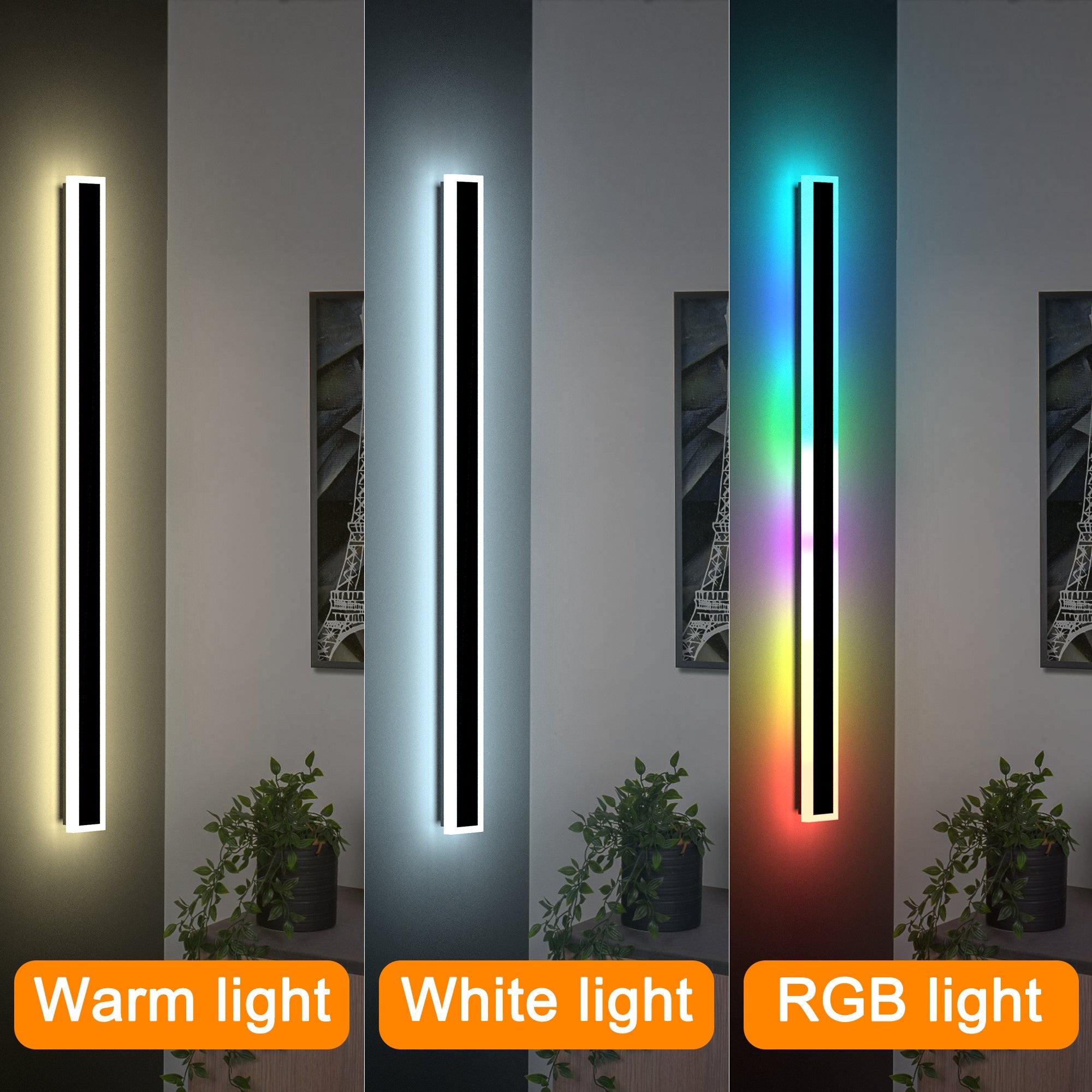 40” RGBW Frame Wall Light, 2 Pack showcasing warm, white, and RGB lighting modes for versatile indoor and outdoor ambiance.