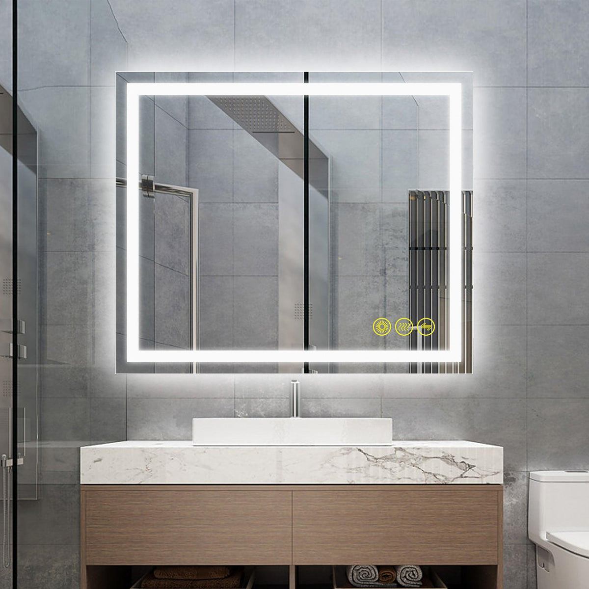 GlareGuard Anti-Fog Bathroom Led Mirror Backlit Illuminated Mirror Touch Switch Dimmable