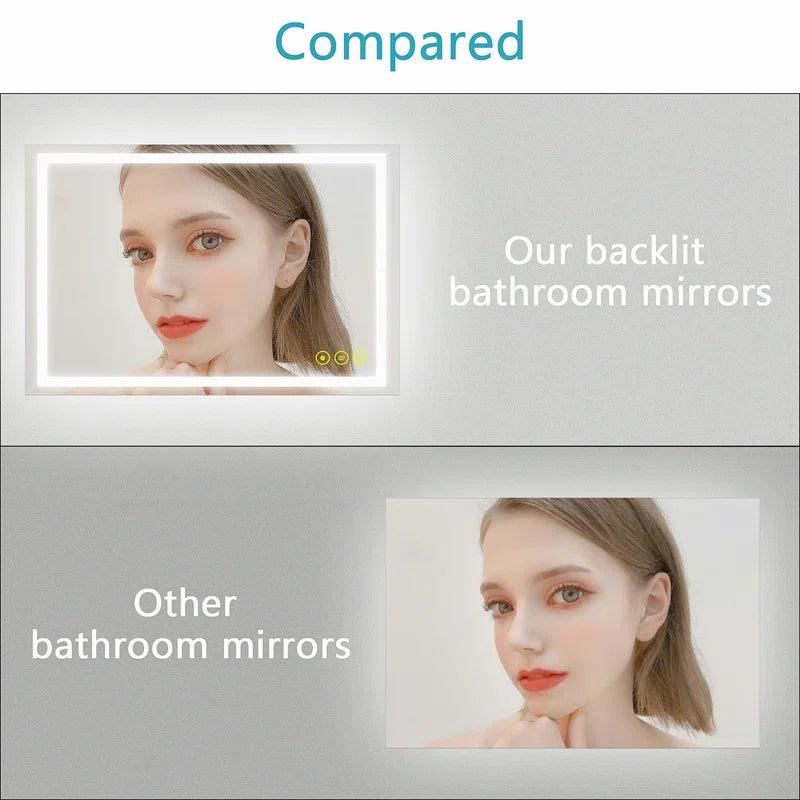 GlareGuard Anti-Fog Bathroom Led Mirror Backlit Illuminated Mirror Touch Switch Dimmable