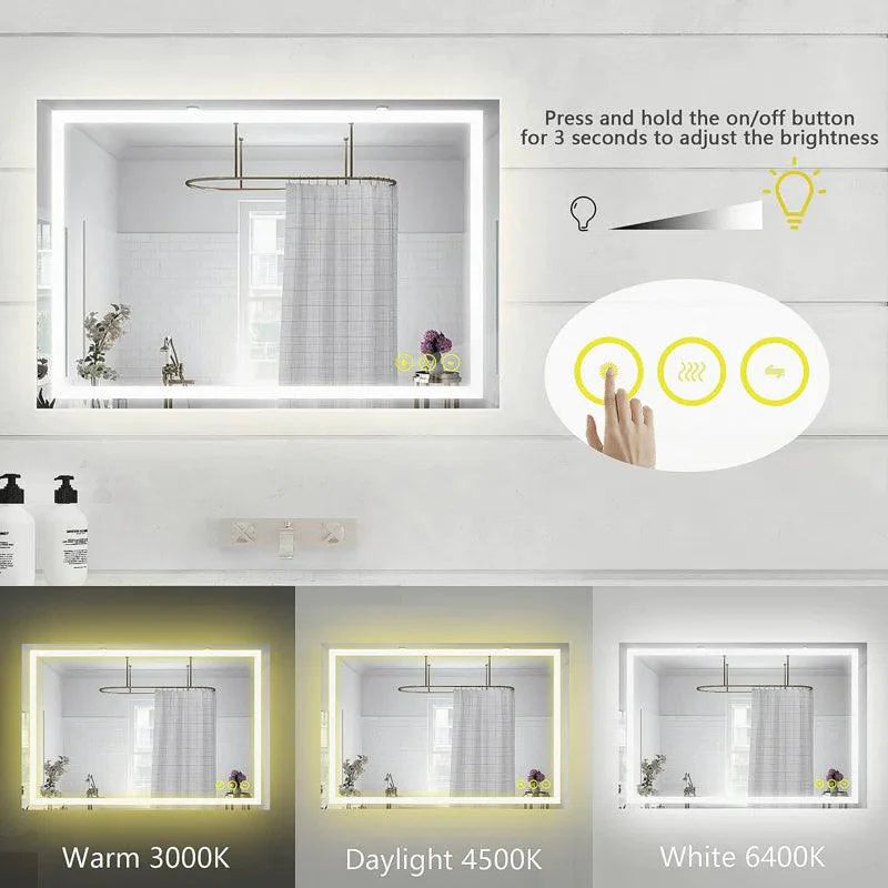GlareGuard Anti-Fog Bathroom Led Mirror Backlit Illuminated Mirror Touch Switch Dimmable