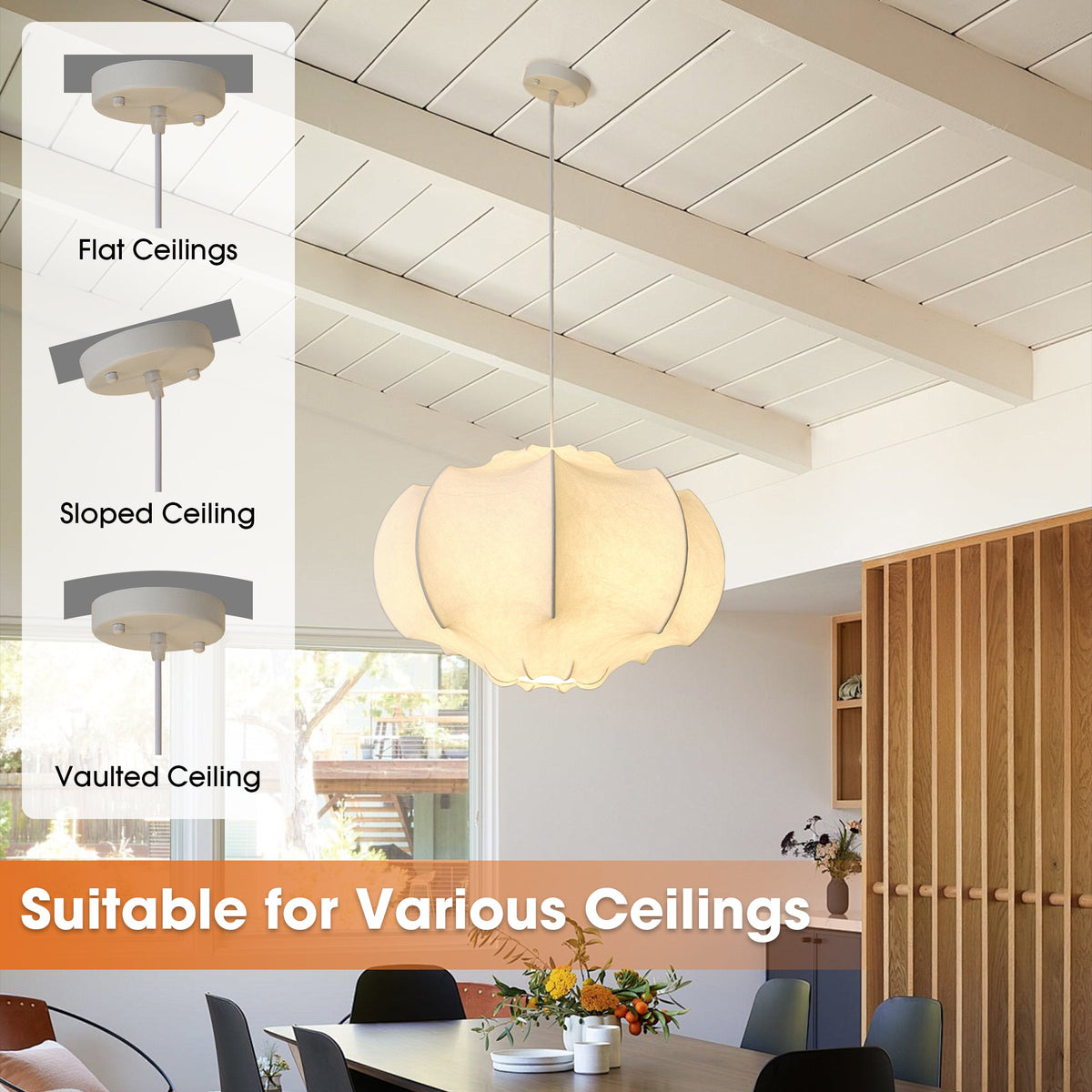 24 Inch Bevis 3-Light White Wabi-sabi Island Pendant Light