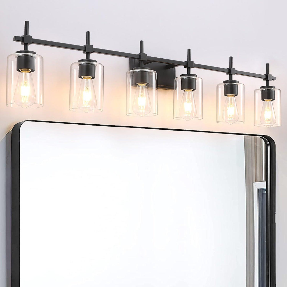 Jasper Modern Clear Glass 6-Light Bathroom Vanity Light