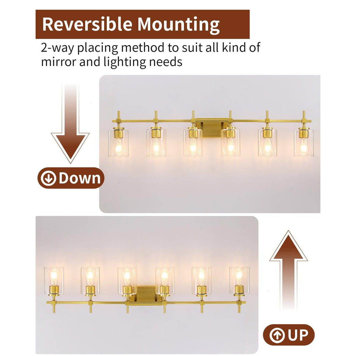 Jasper Modern Clear Glass 6-Light Bathroom Vanity Light
