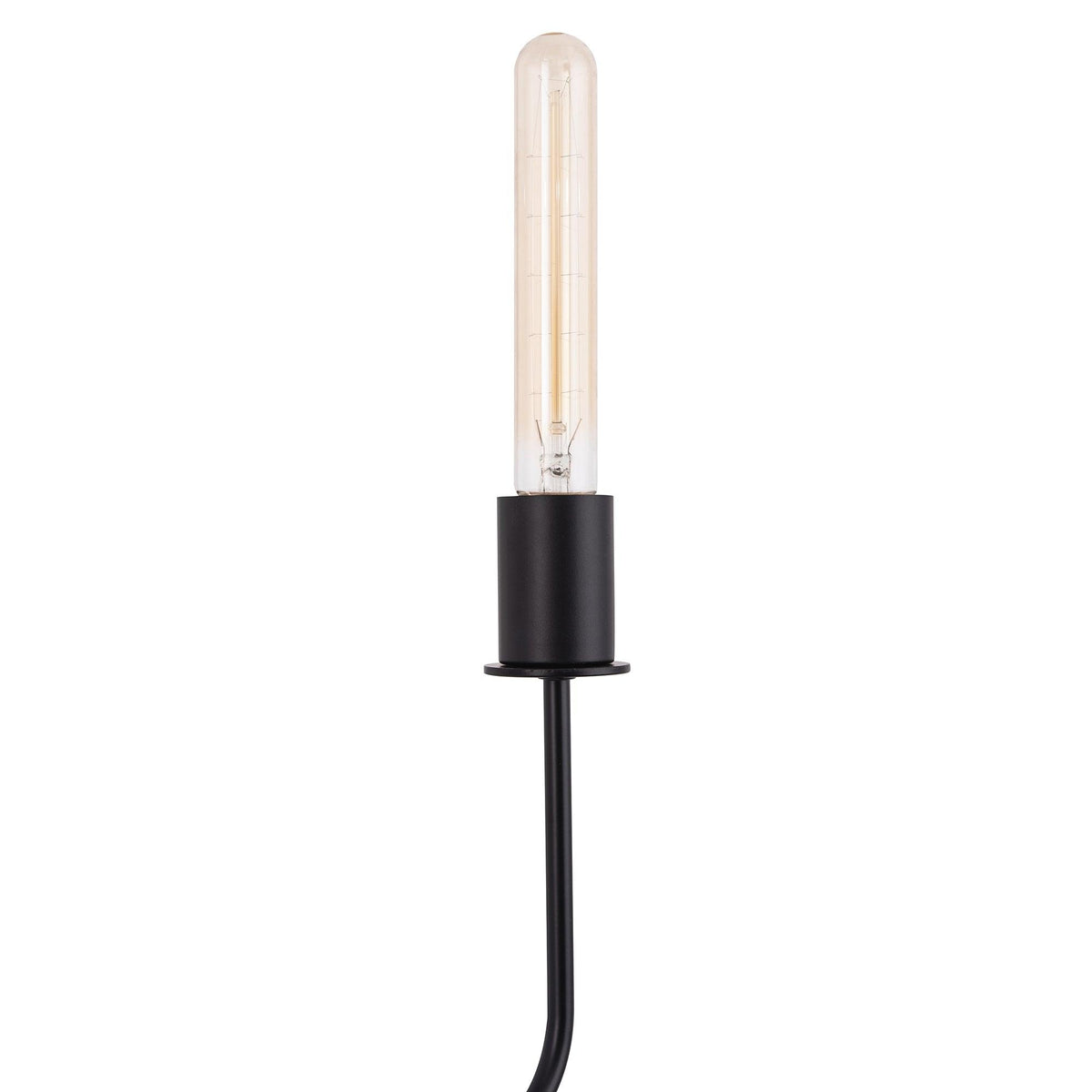 Radiant 6-Light Industrial Traditional Dimmable Chandelier black metal bulb holder with vintage Edison bulb detail close-up.