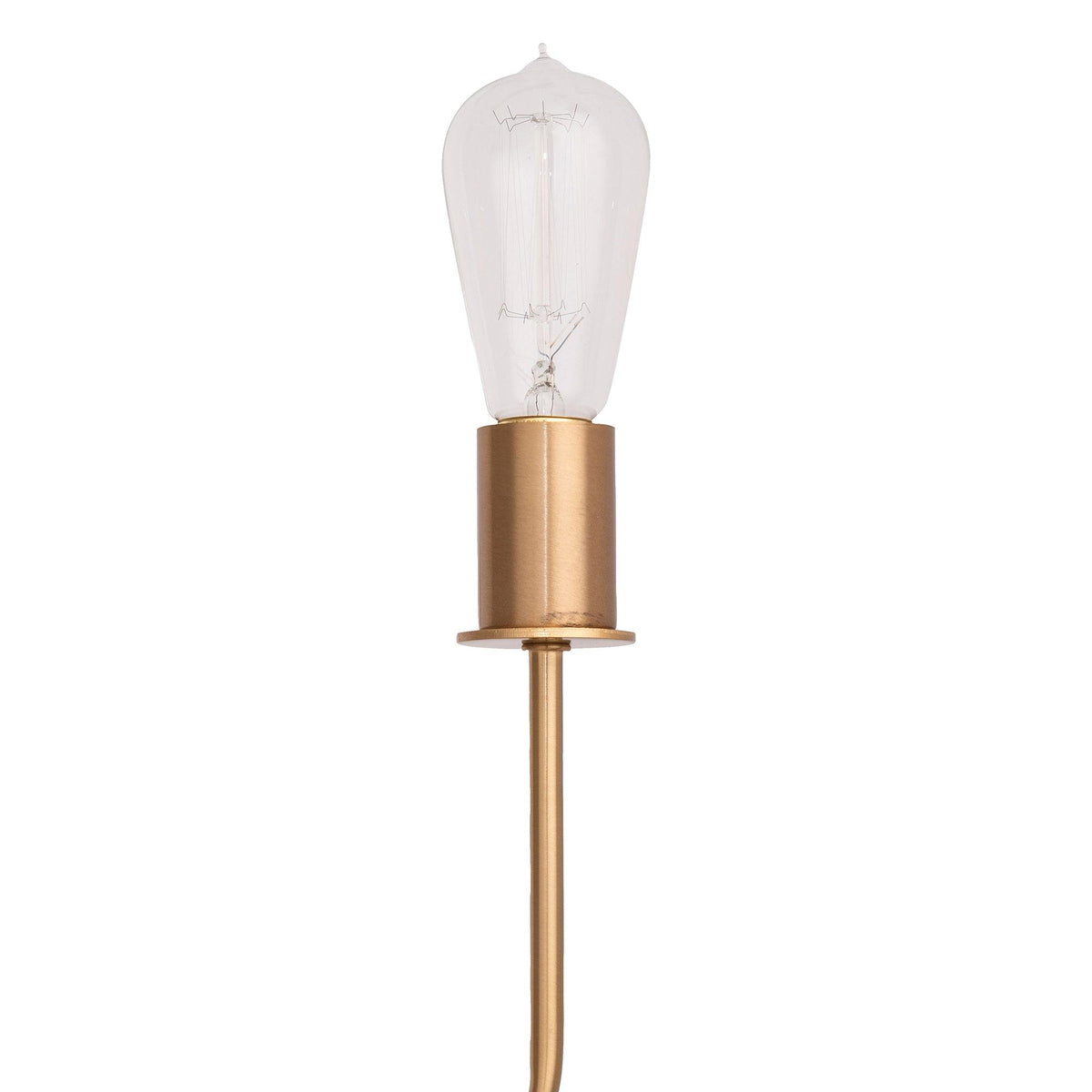 Close-up of bulb holder for Radiant 6-Light Industrial Traditional Dimmable Chandelier in gold finish with clear bulb