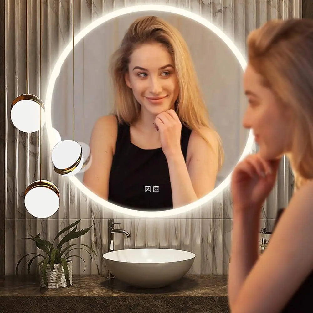 Round Backlit LED BATHROOMS Vanity Mirrors With Dimmable Lights