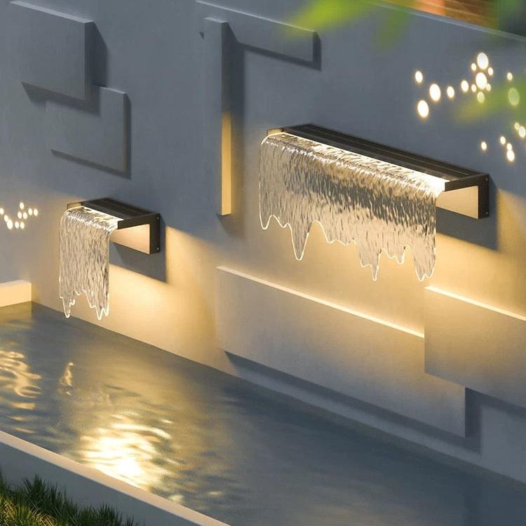 Acrylic Waterfall Outdoor Light showcasing soft, flowing illumination for a serene and elegant outdoor ambiance.