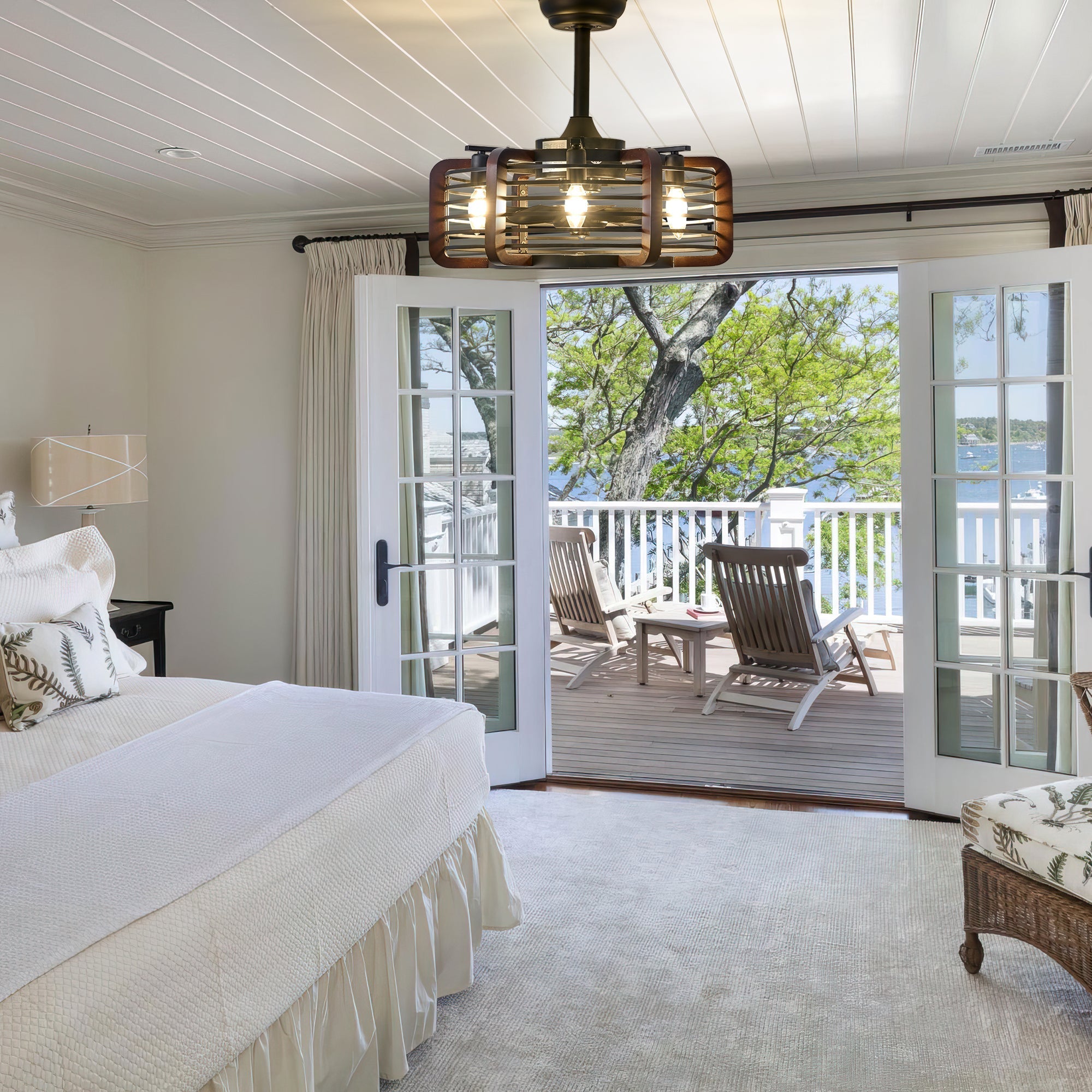 Caged Ceiling Fans with LED Lights - XENTAR