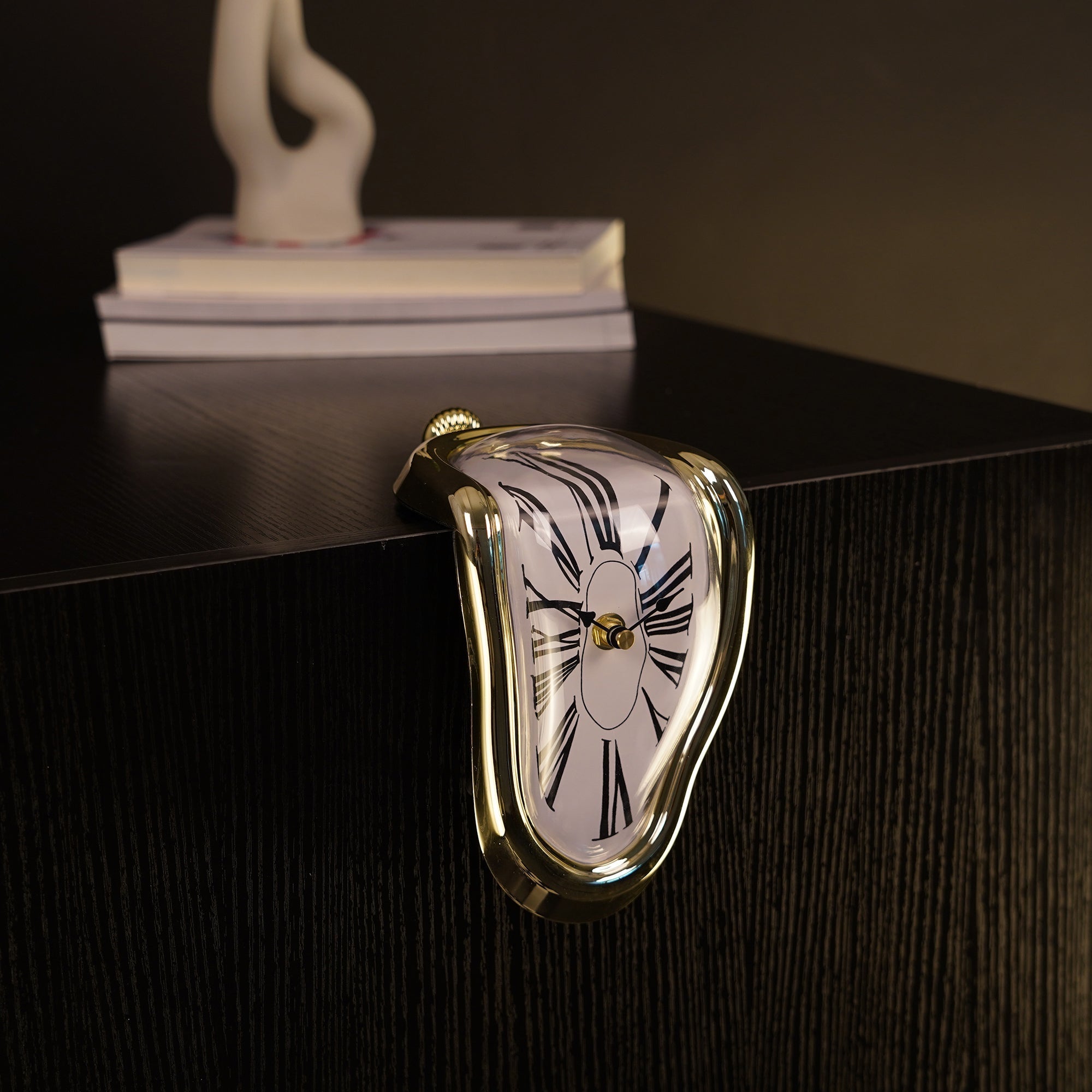 DALI Melting Clocks (2-Pack) drape surrealist clocks over shelf edges, adding artistic rebellion and iconic style to decor.