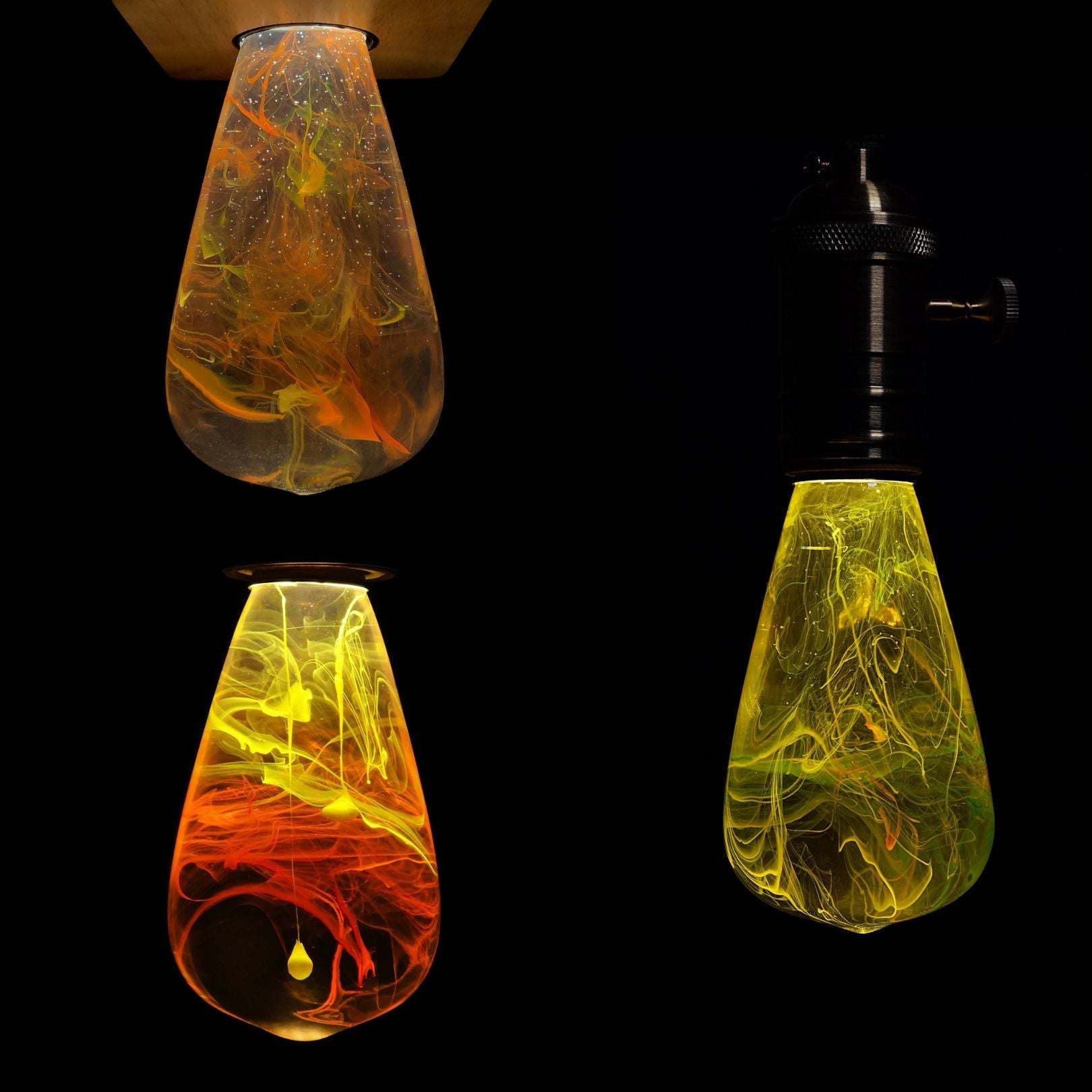 EP Light - Celestial Heat Bundle 3-Pack LED Bulbs with unique resin designs casting ethereal cosmic glow in dark settings.
