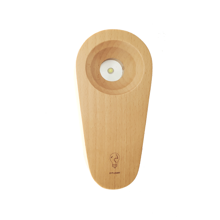 LED Wood Light Base with touch-dimming, premium wood design, rechargeable battery, and compact elegant lighting solution.