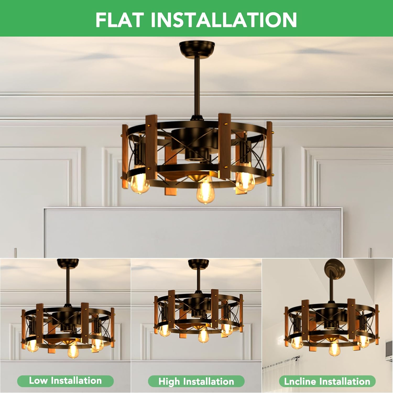 Modern Farmhouse Ceiling Fan with LED Lights - XENTAR