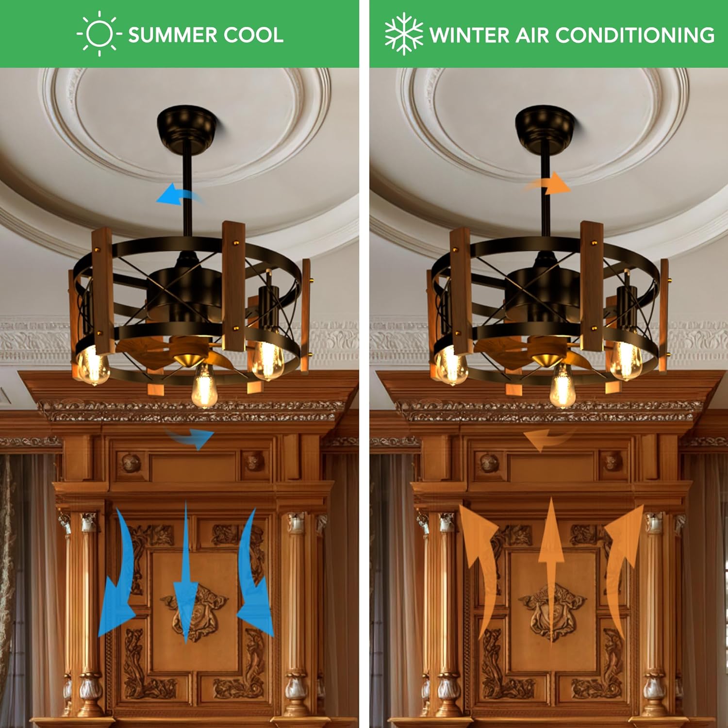 Modern Farmhouse Ceiling Fan with LED Lights - XENTAR