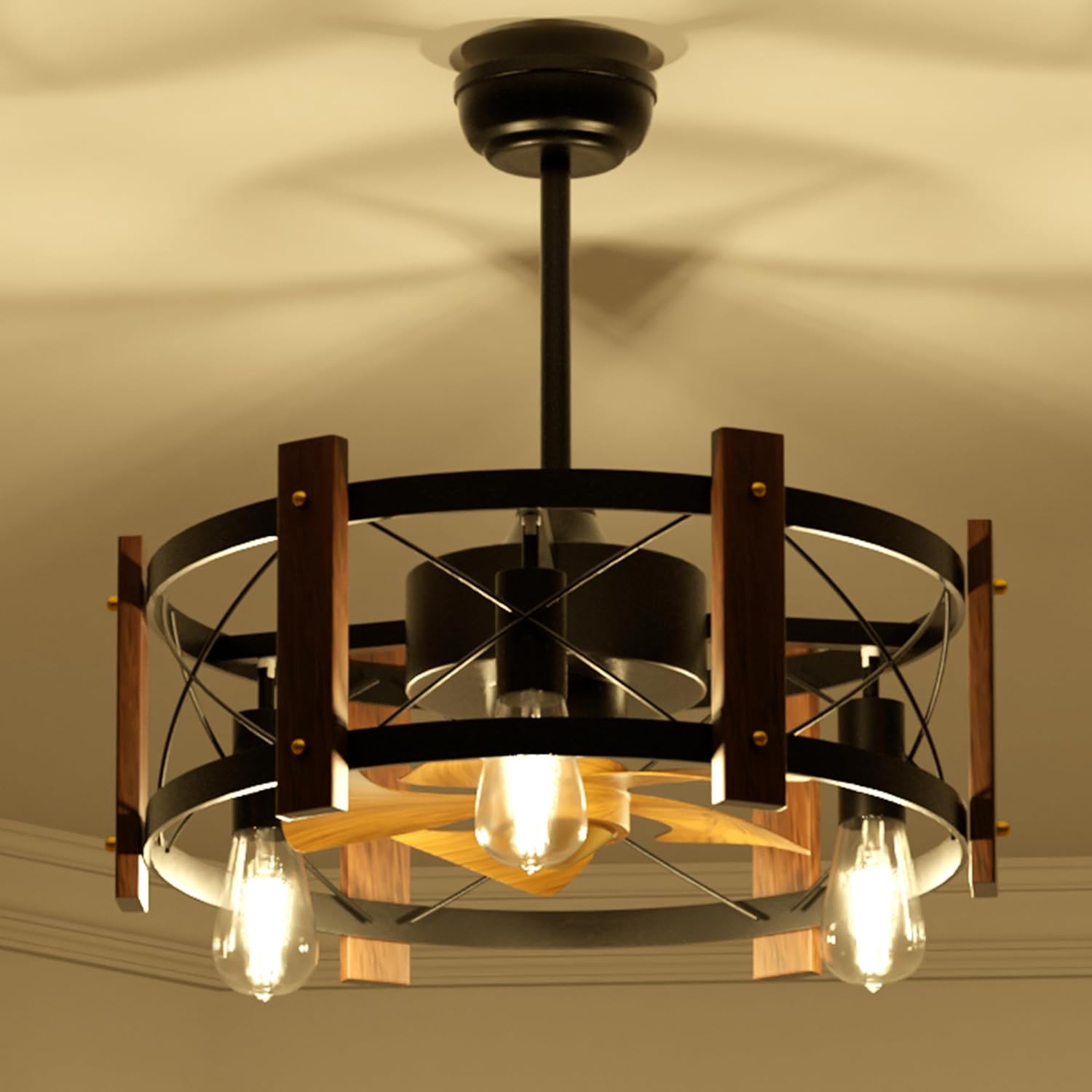 Modern Farmhouse Ceiling Fan with LED Lights - XENTAR
