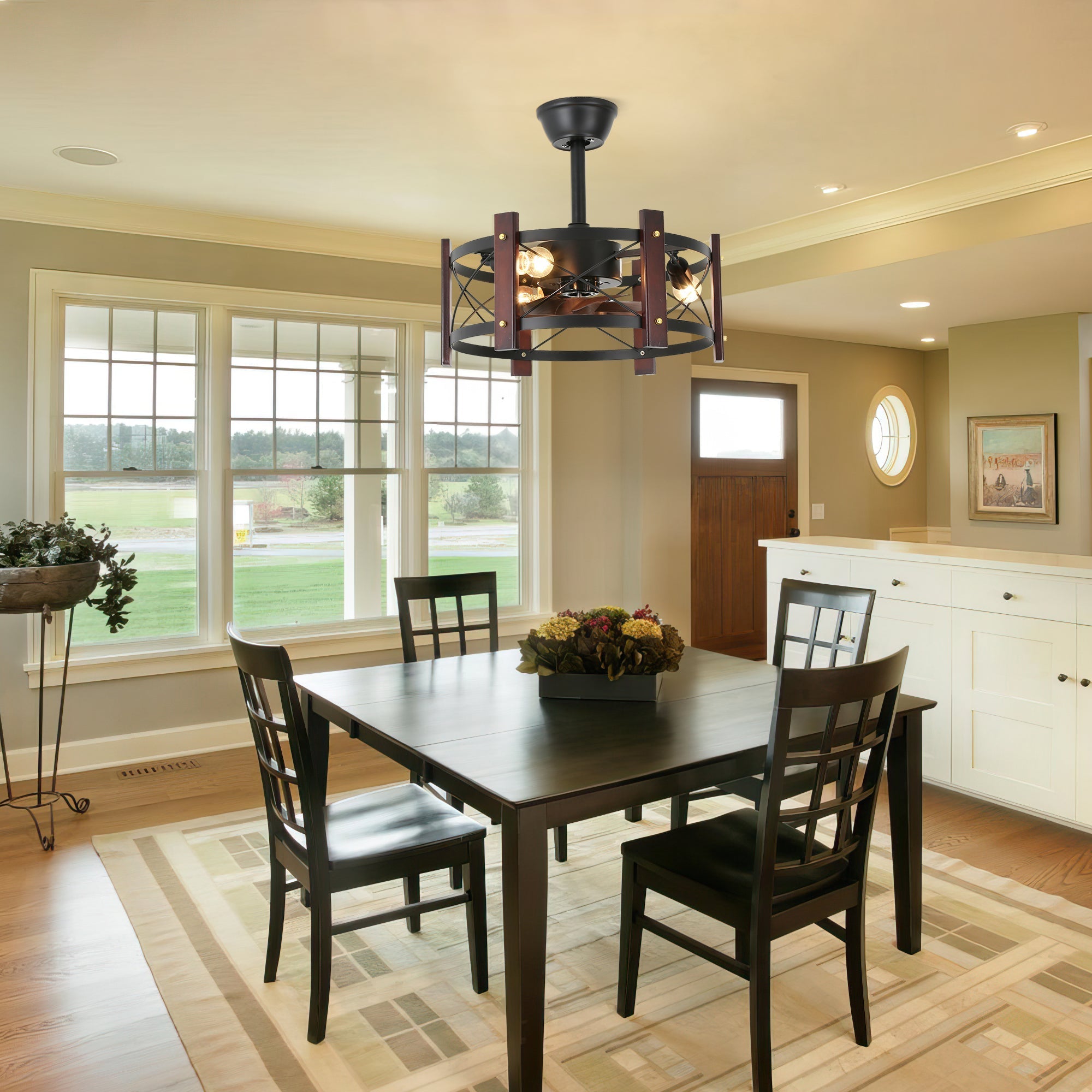 Modern Farmhouse Ceiling Fan with LED Lights - XENTAR
