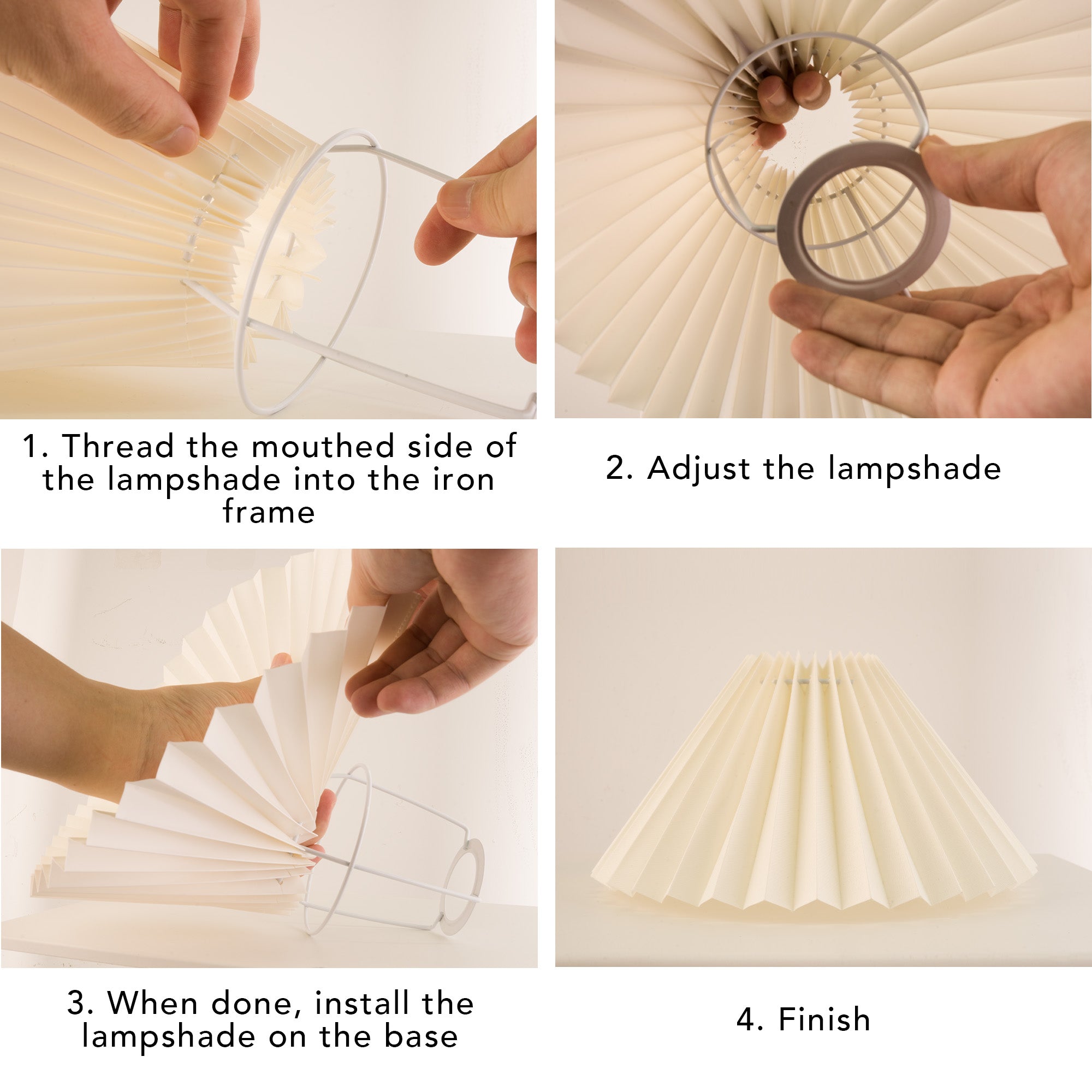 Pottery Ceramics Table Lamp with adjustable fabric lampshade installation on iron frame for elegant lighting.