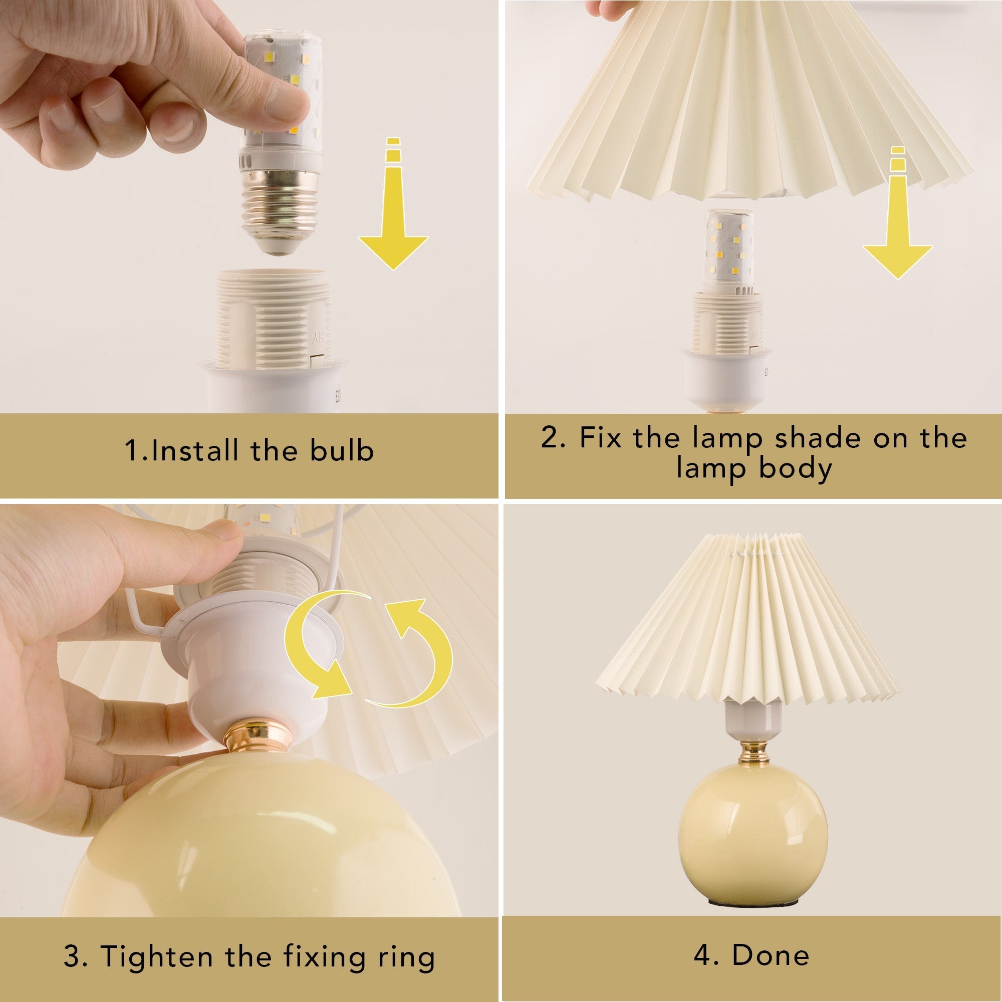 Pottery Ceramics Table Lamp with adjustable shade and E26 bulb for customizable warm to cool lighting.