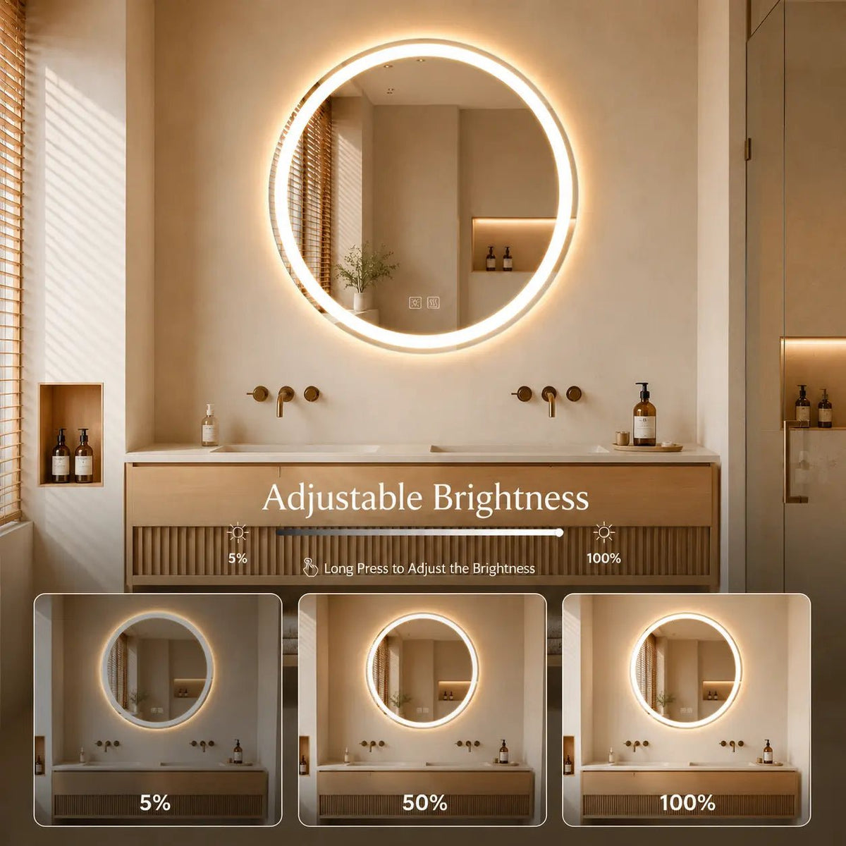Round Center Glow LED Bathroom Mirror