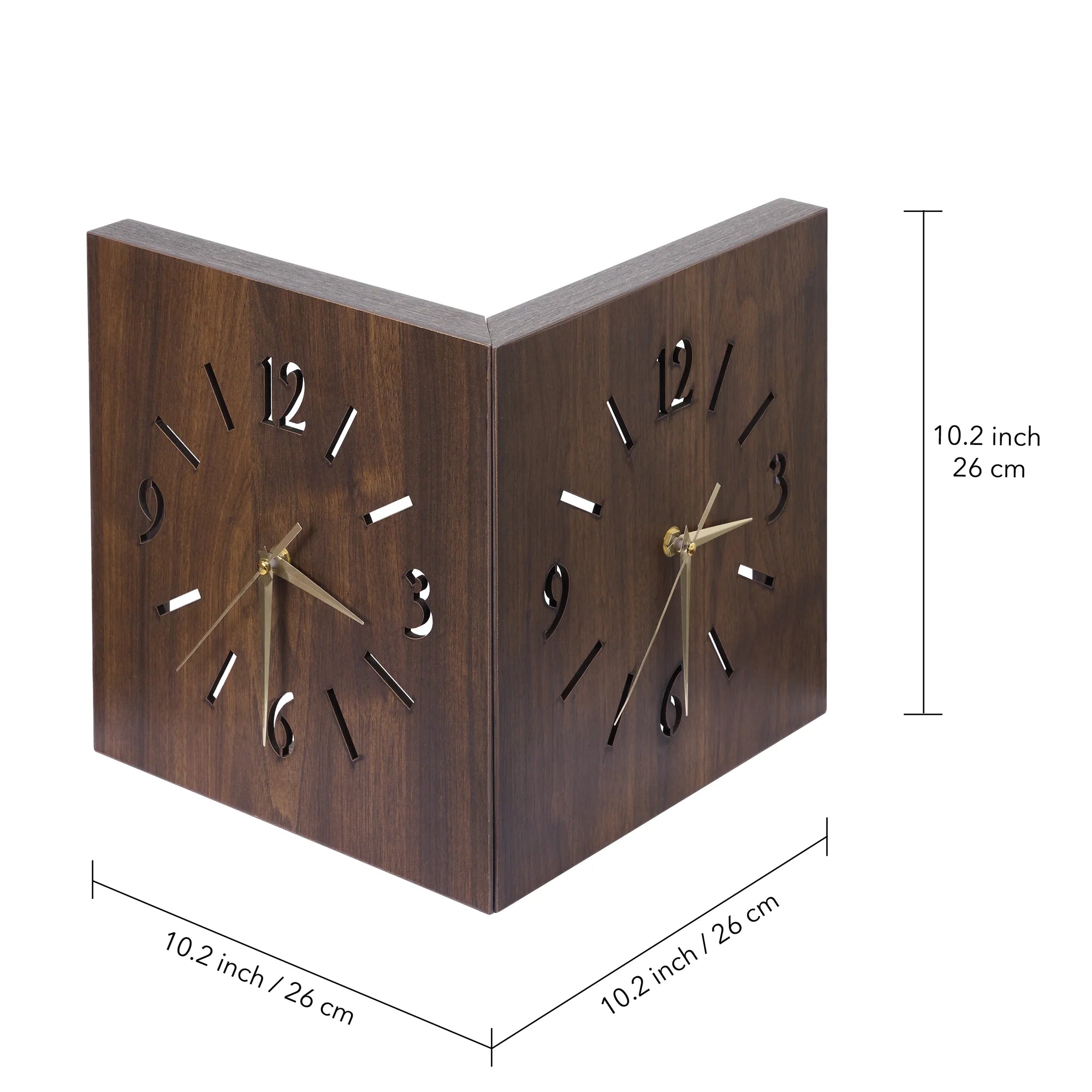 Sound and Darkness Activated Wall Corner Clock with silent movement and modern wood design, perfect for bedrooms and offices.