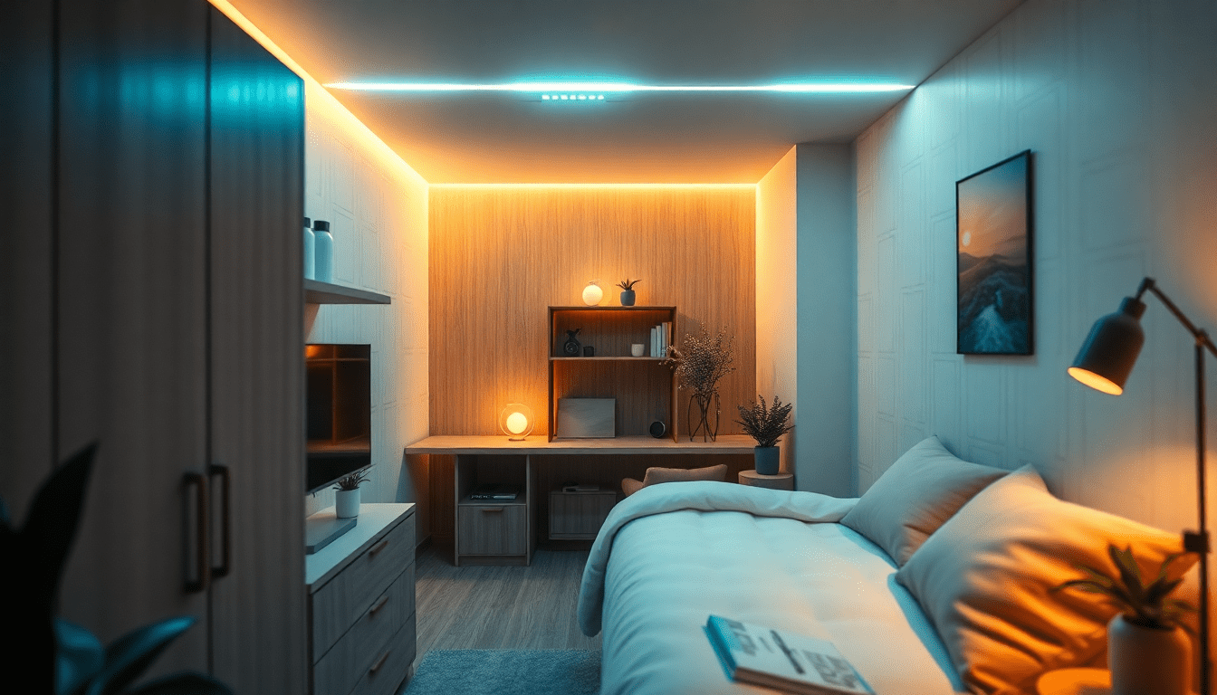 Adaptive Layered Ambient Lighting for Micro-Apartments: Modular Biophilic LEDs with Circadian Zonal Control