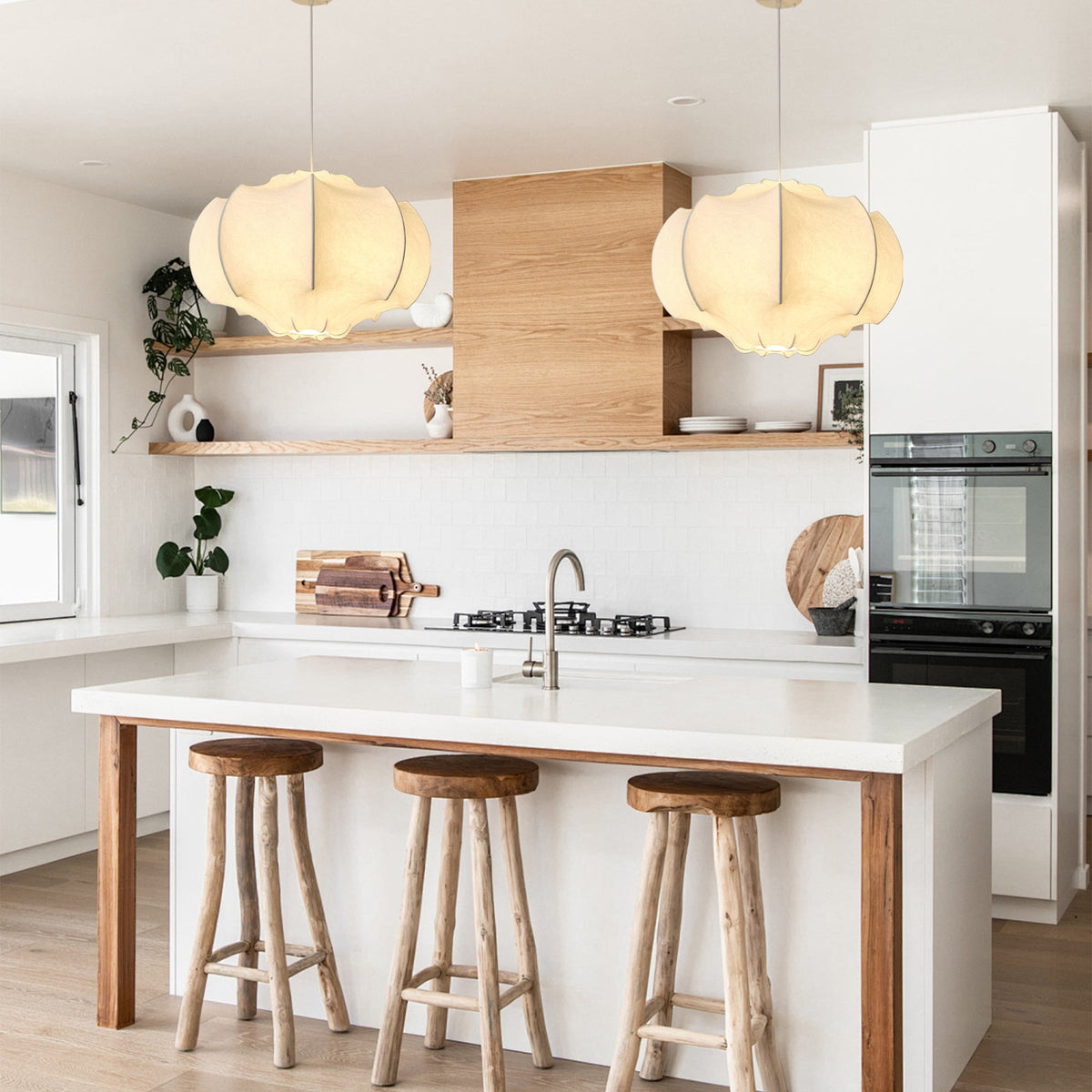 24 Inch Bevis 3-Light White Wabi-sabi Island Pendant Light