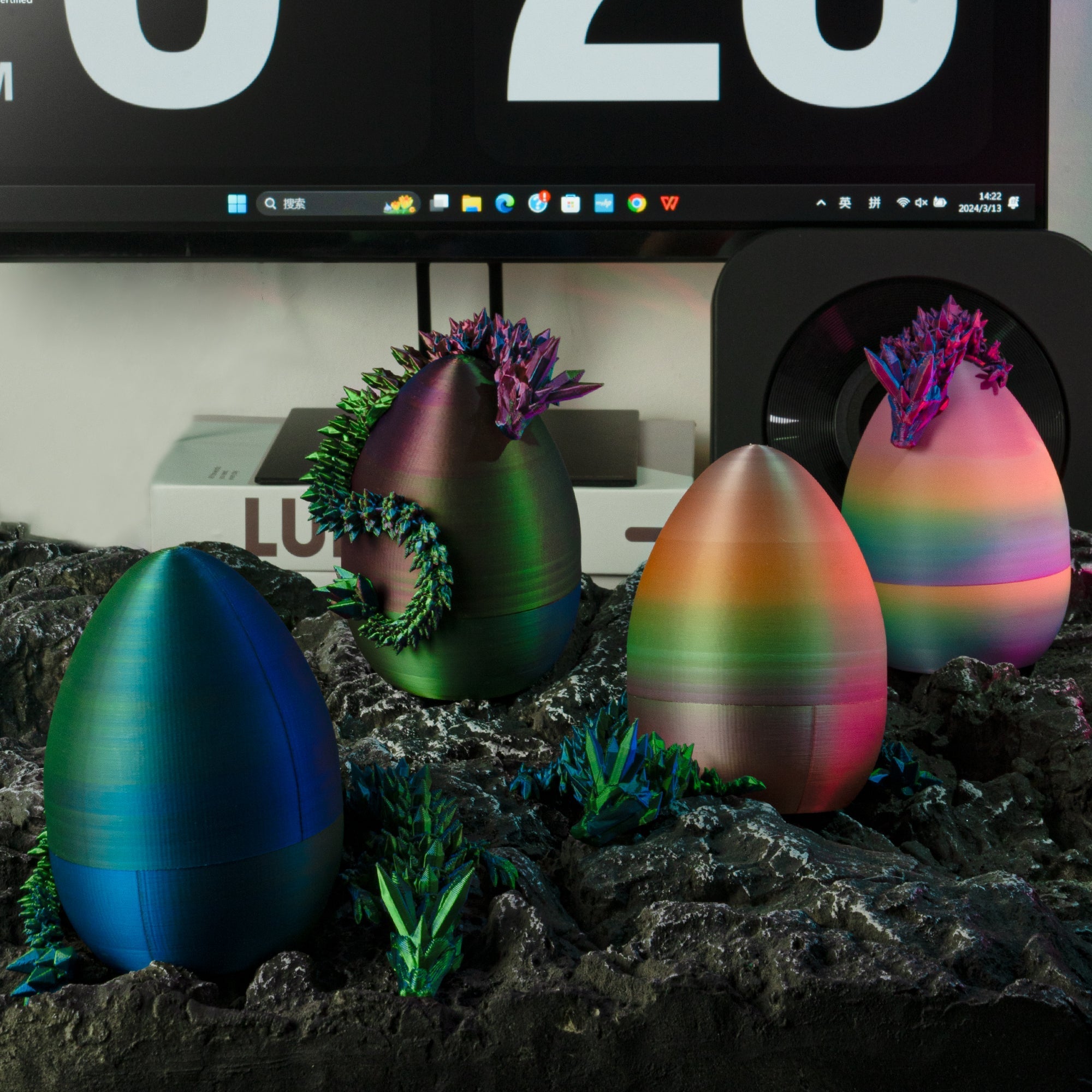 3D Dragon Eggs with Poseable Dragons – Set of 2 - XENTAR