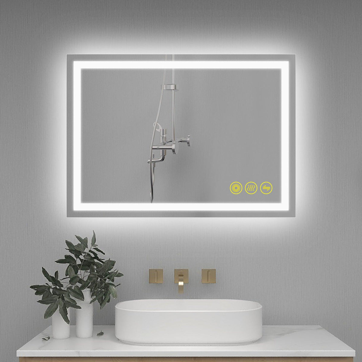 GlareGuard Anti-Fog Bathroom Led Mirror Backlit Illuminated Mirror Touch Switch Dimmable