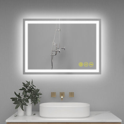 GlareGuard Anti-Fog Bathroom Led Mirror Backlit Illuminated Mirror Touch Switch Dimmable