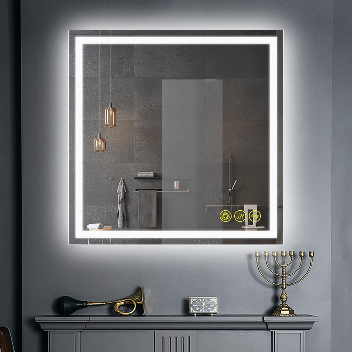 GlareGuard Anti-Fog Bathroom Led Mirror Backlit Illuminated Mirror Touch Switch Dimmable