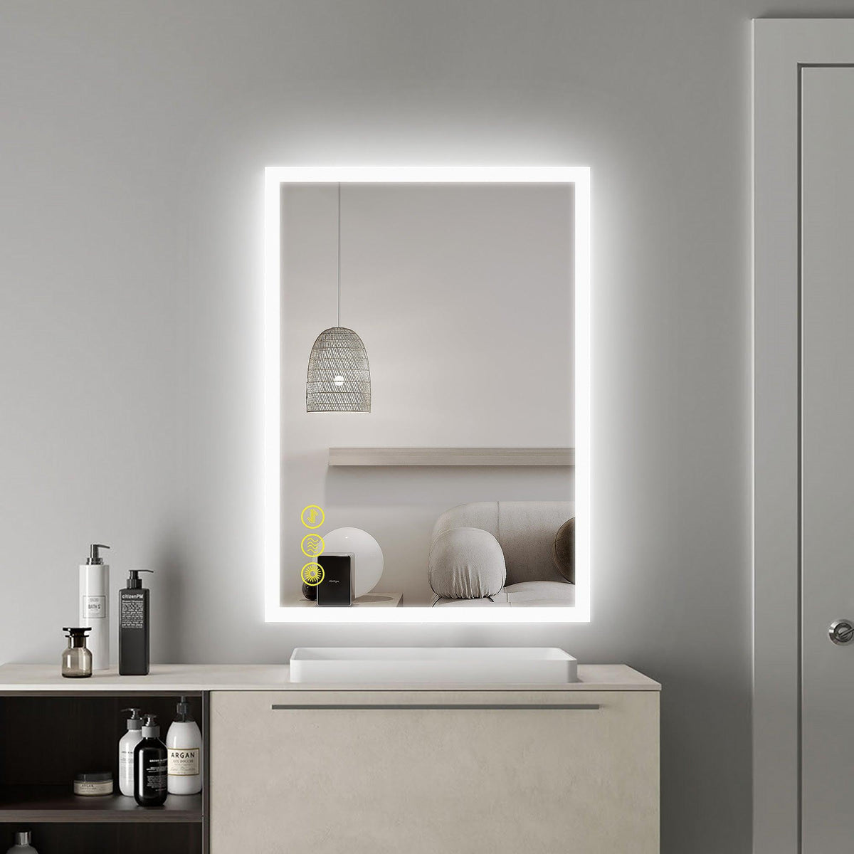SmartGlow Dimmable LED Frameless Anti-Fog Bathroom Vanity Mirror