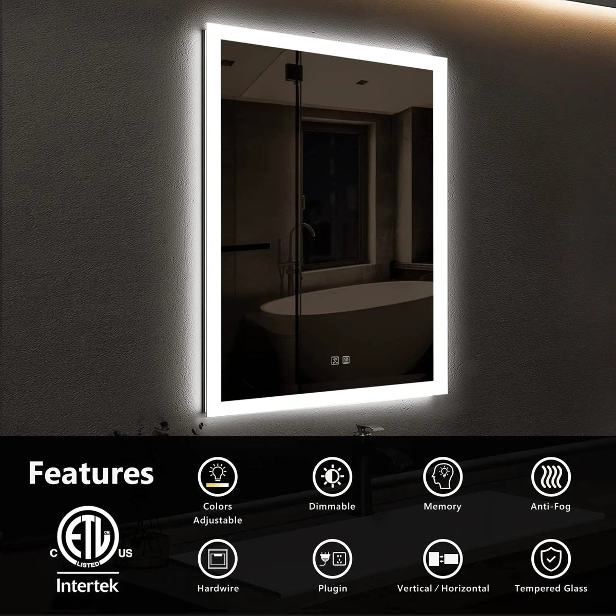 Compact Edge Glow LED Bathroom Mirror