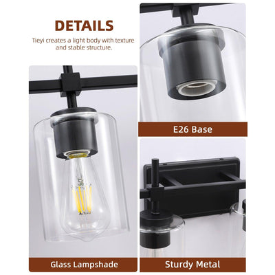 Jasper Modern Clear Glass 6-Light Bathroom Vanity Light