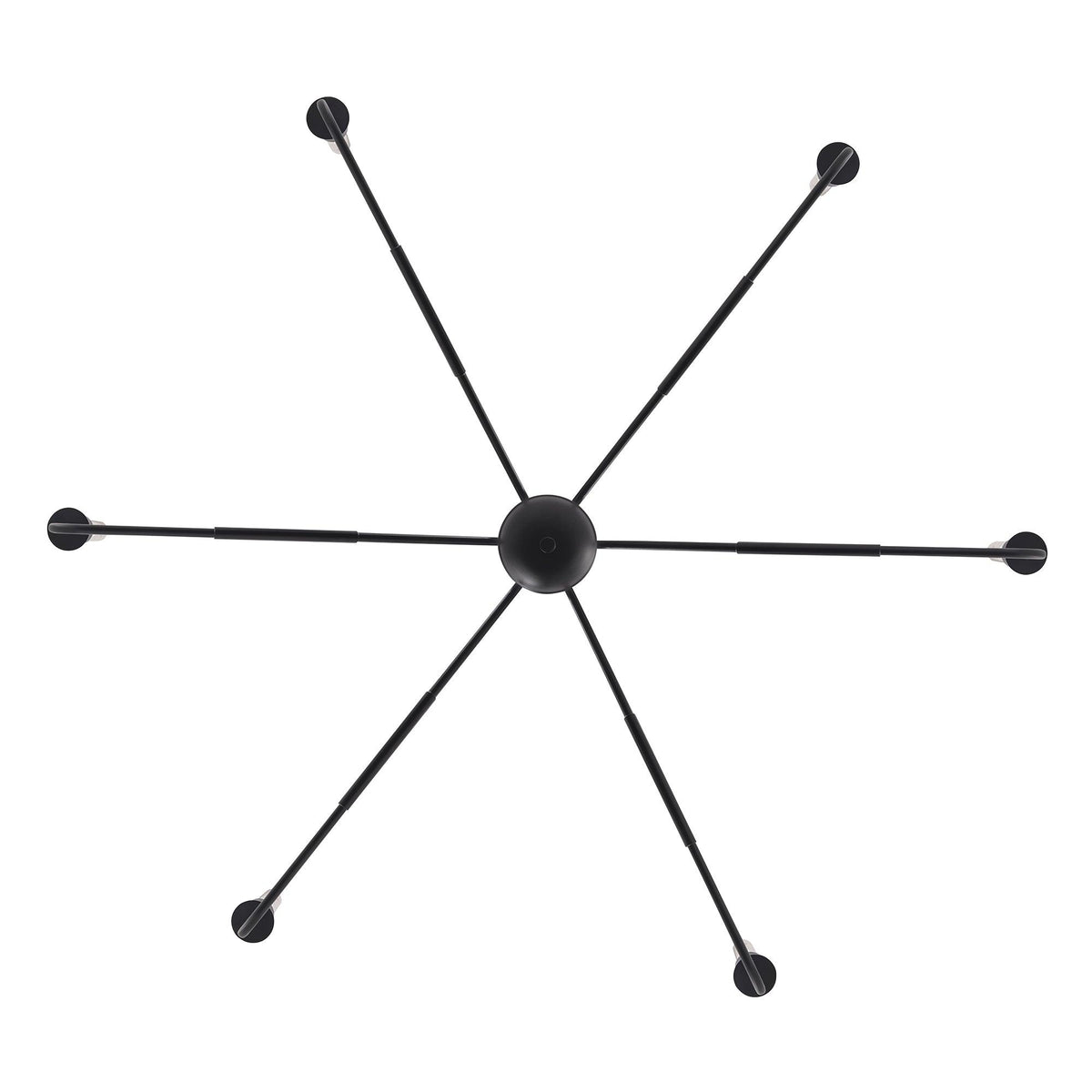 Radiant 6-Light Industrial Traditional Dimmable Chandelier with black metal arms and circular central hub, modern farmhouse style.