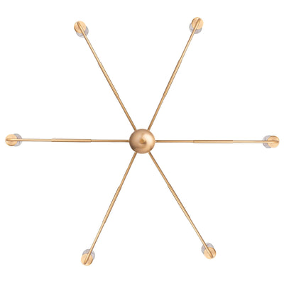 Radiant 6-Light Industrial Traditional Dimmable Chandelier in golden metal with six arms and modern farmhouse style design.