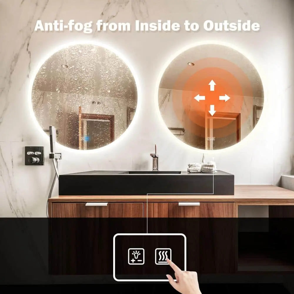 Round Backlit LED BATHROOMS Vanity  Mirrors With Dimmable Lights