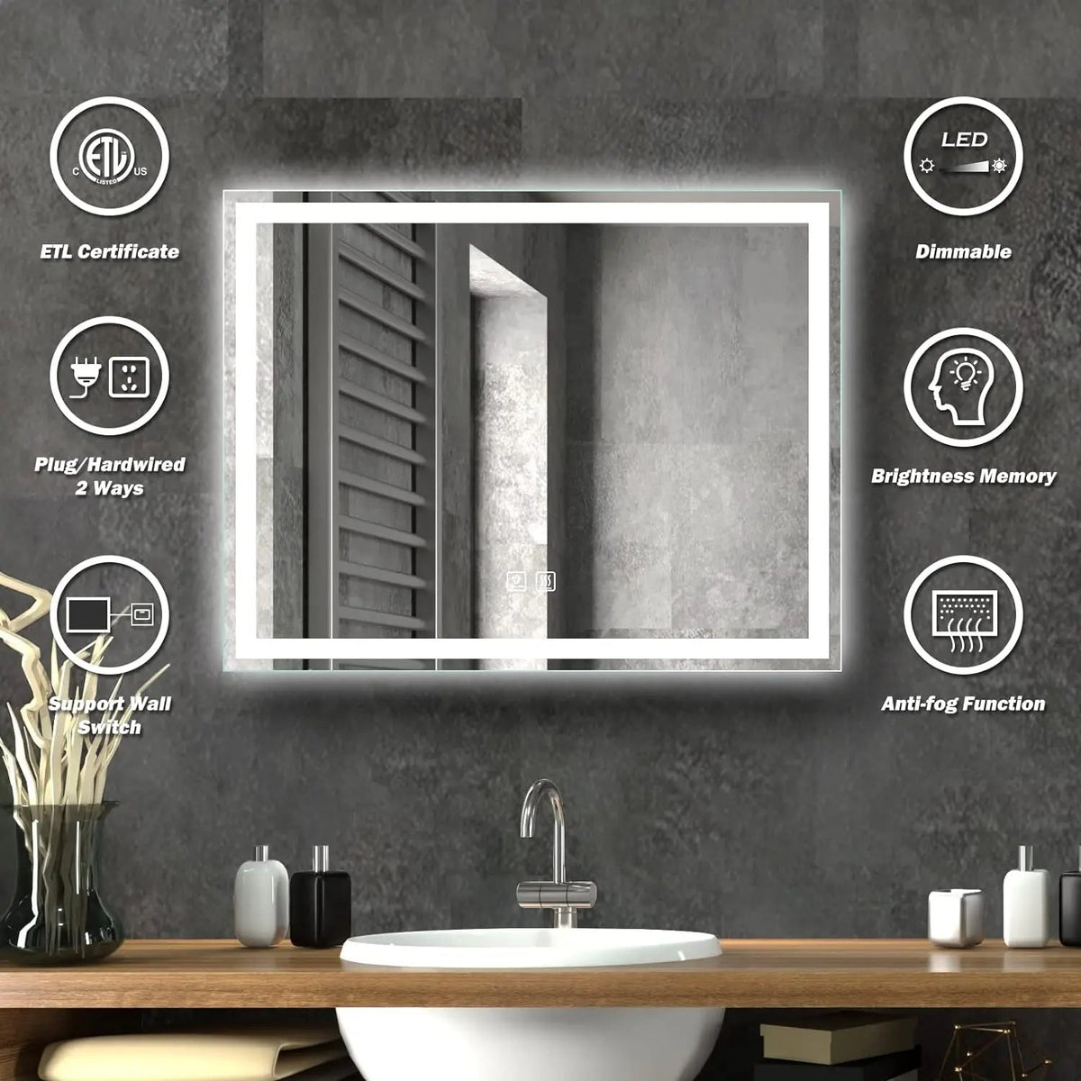 Standard Center Glow LED Bathroom Mirror