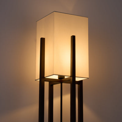 Minimalist Japanese Zen Floor Lamp, Solid Wood Standing Lamp with Soft Fabric Shade