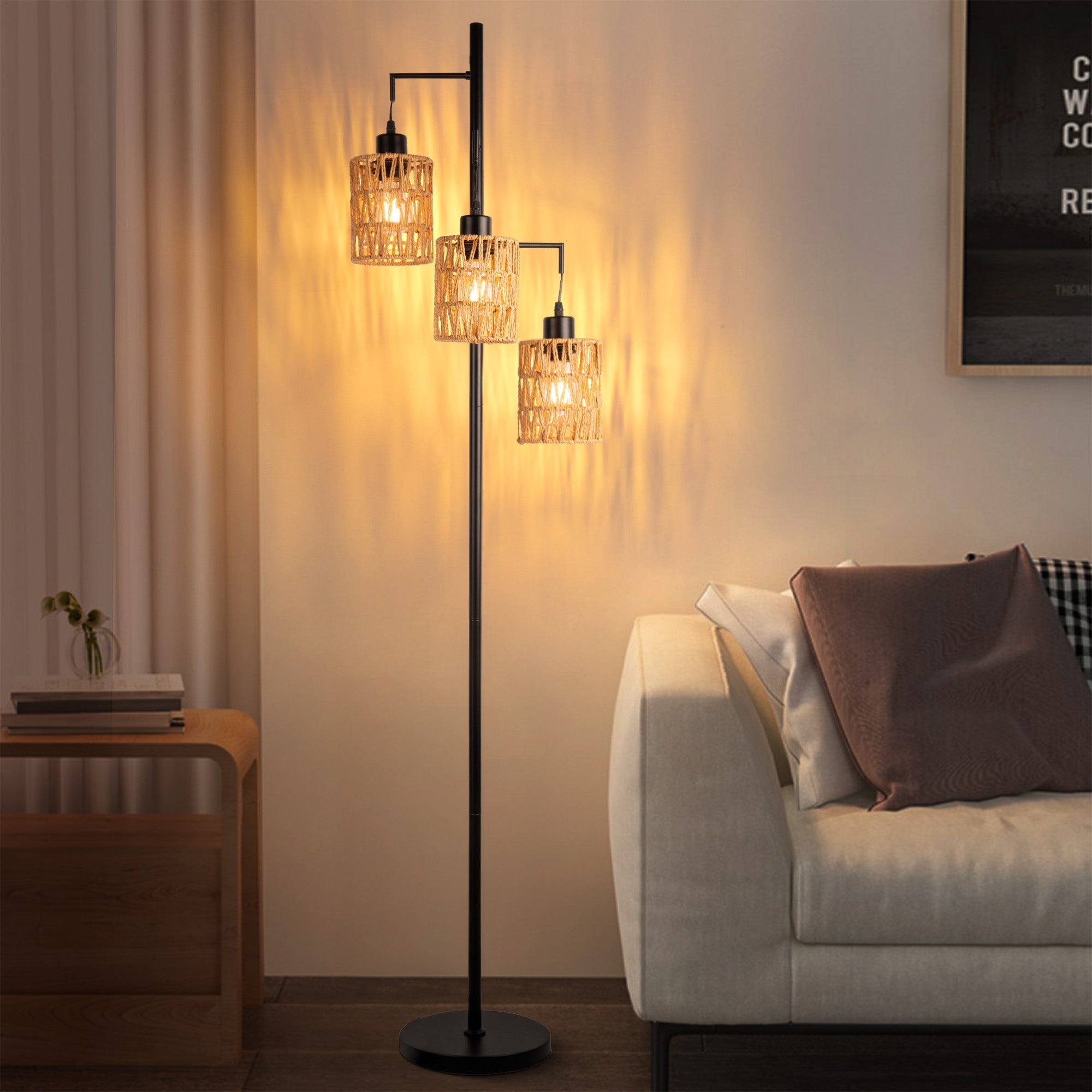 Boho Rattan Floor Lamp - XENTAR