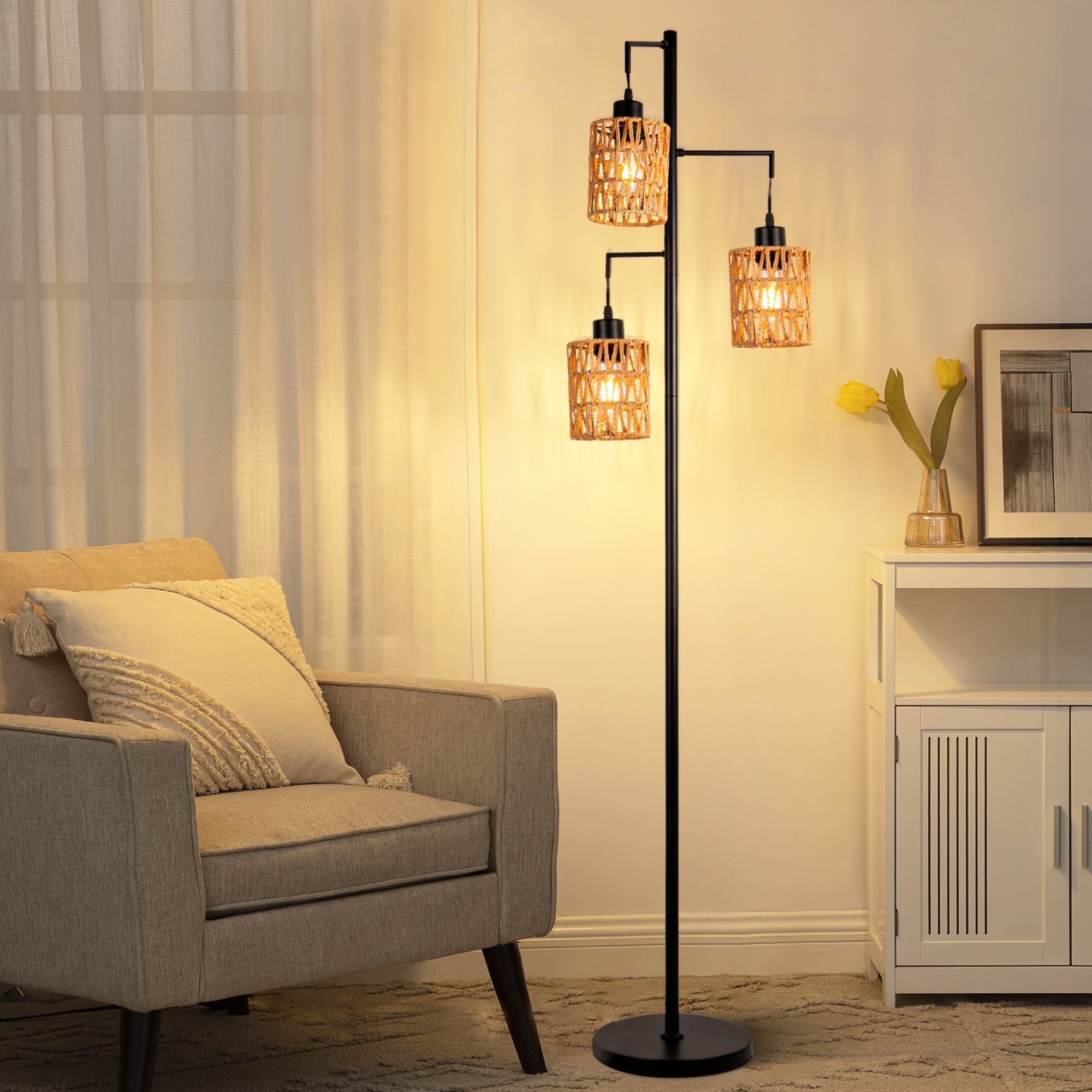 Boho Rattan Floor Lamp - XENTAR