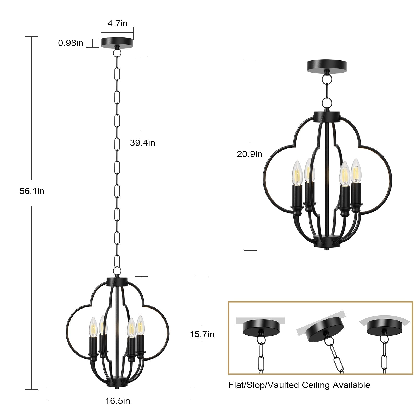 Farmhouse Candle Chandelier Light Fixture - XENTAR