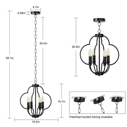 Farmhouse Candle Chandelier Light Fixture - XENTAR